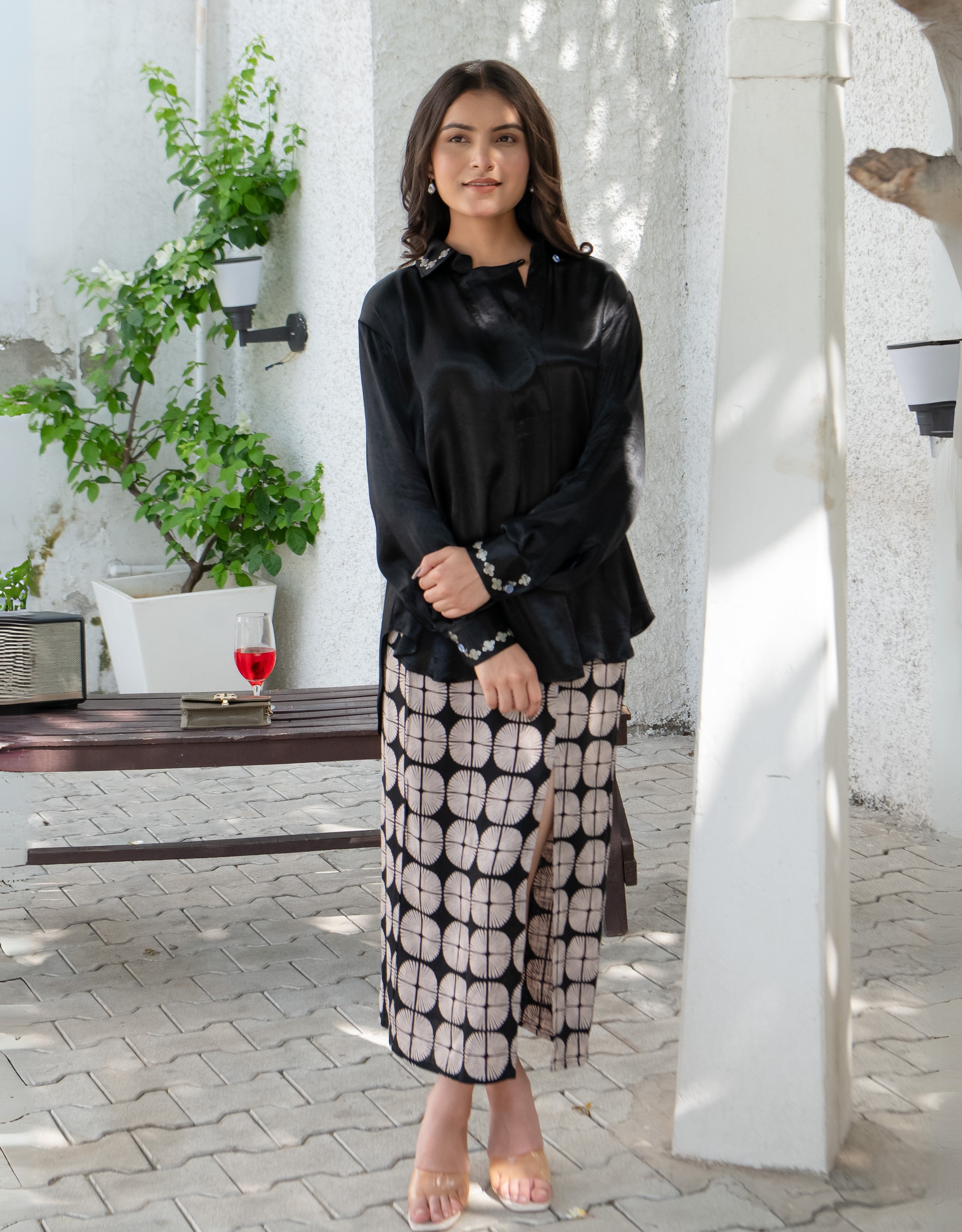Midnight Real Silver Mashru Shirt