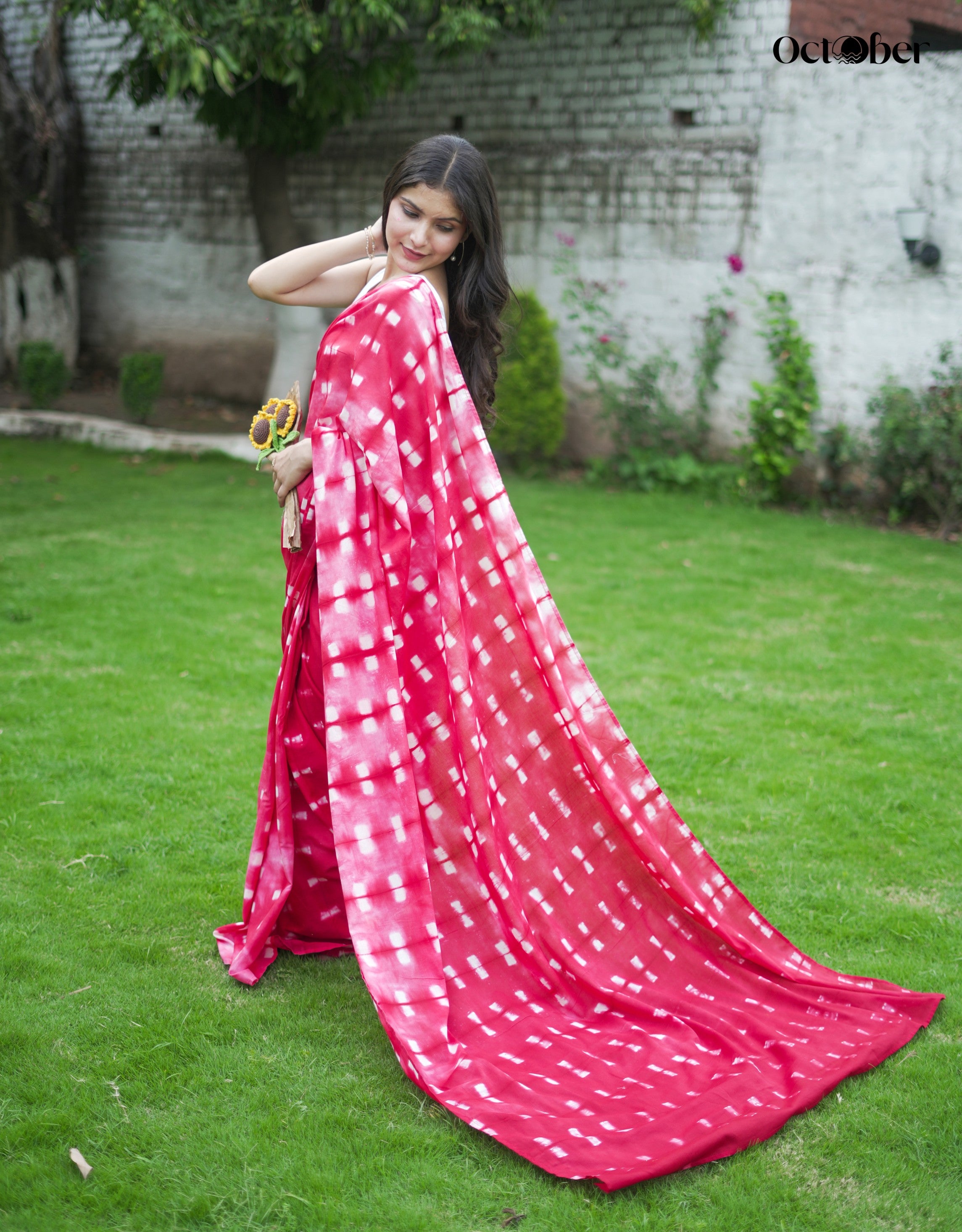 Cherry Cotton Tye & Dye Saree