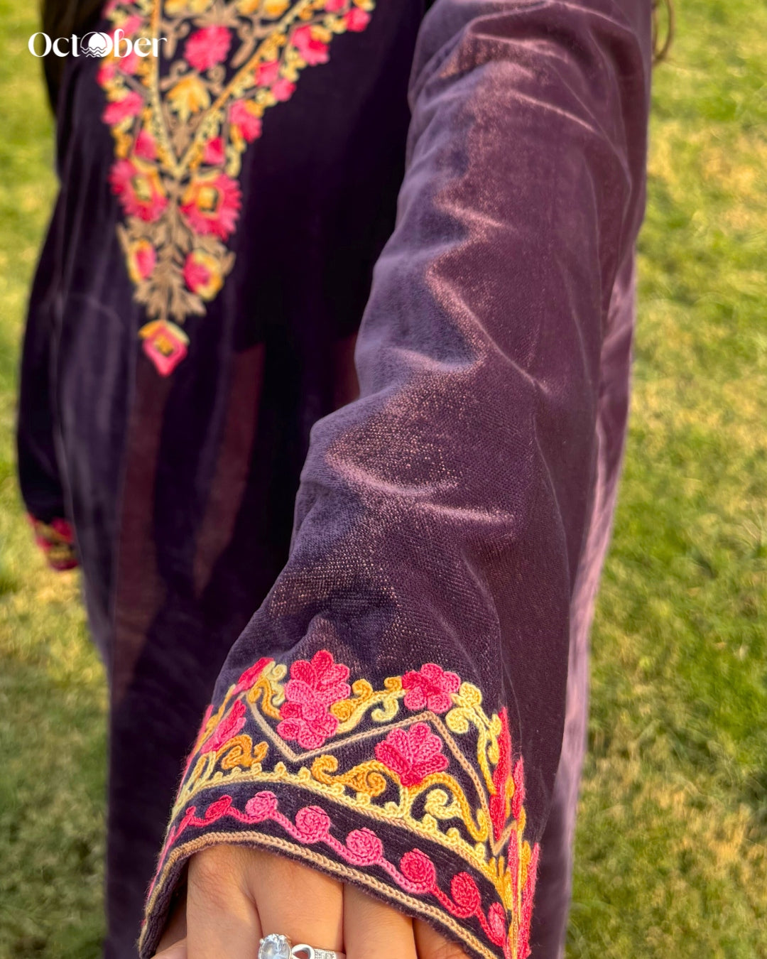 Kashmiri Embroidery Velvet Phiran - Hermes (The Greek Goddess)