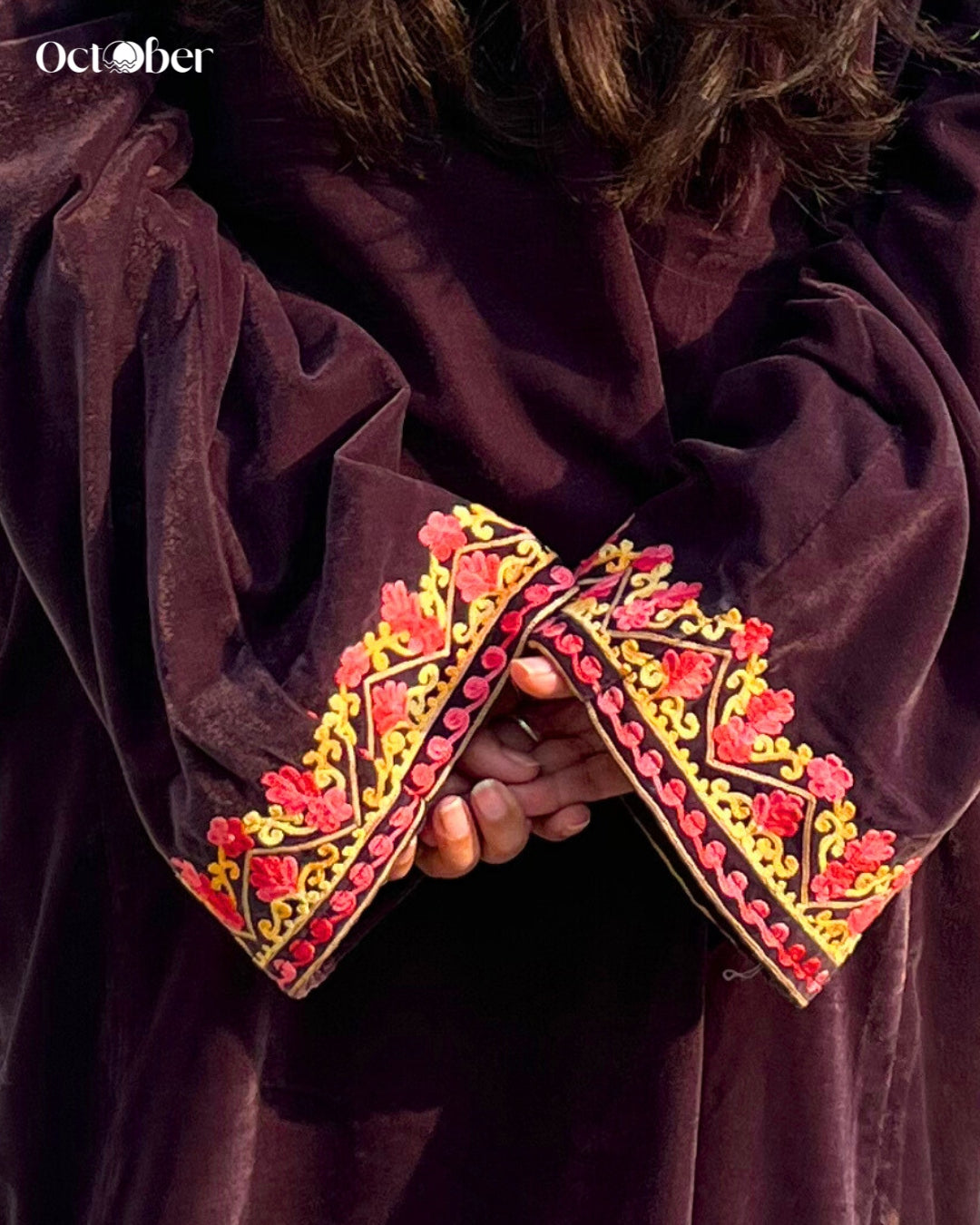 Kashmiri Embroidery Velvet Phiran - Hermes (The Greek Goddess)