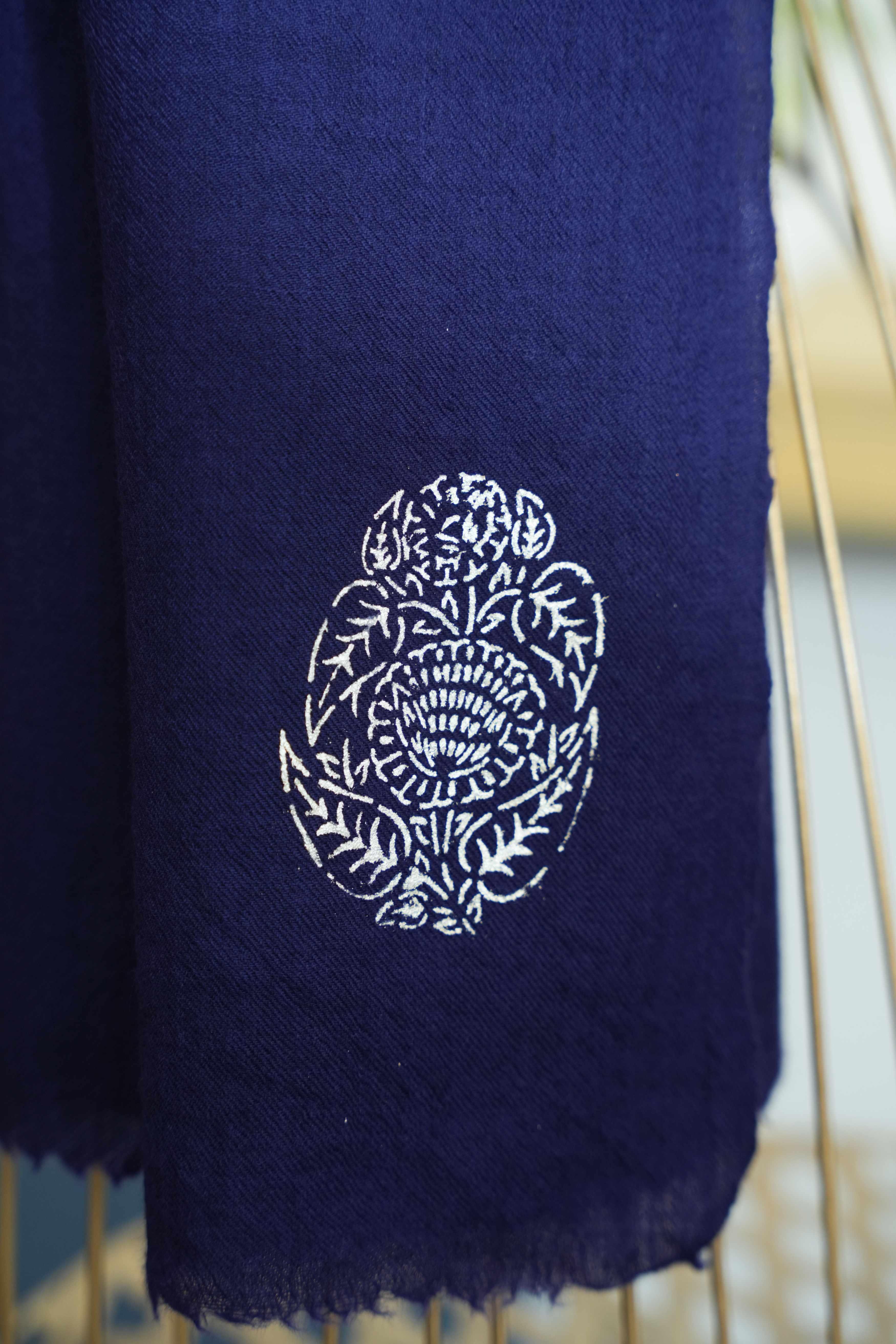 Navy Blue Fine Wool Chandi Scarf