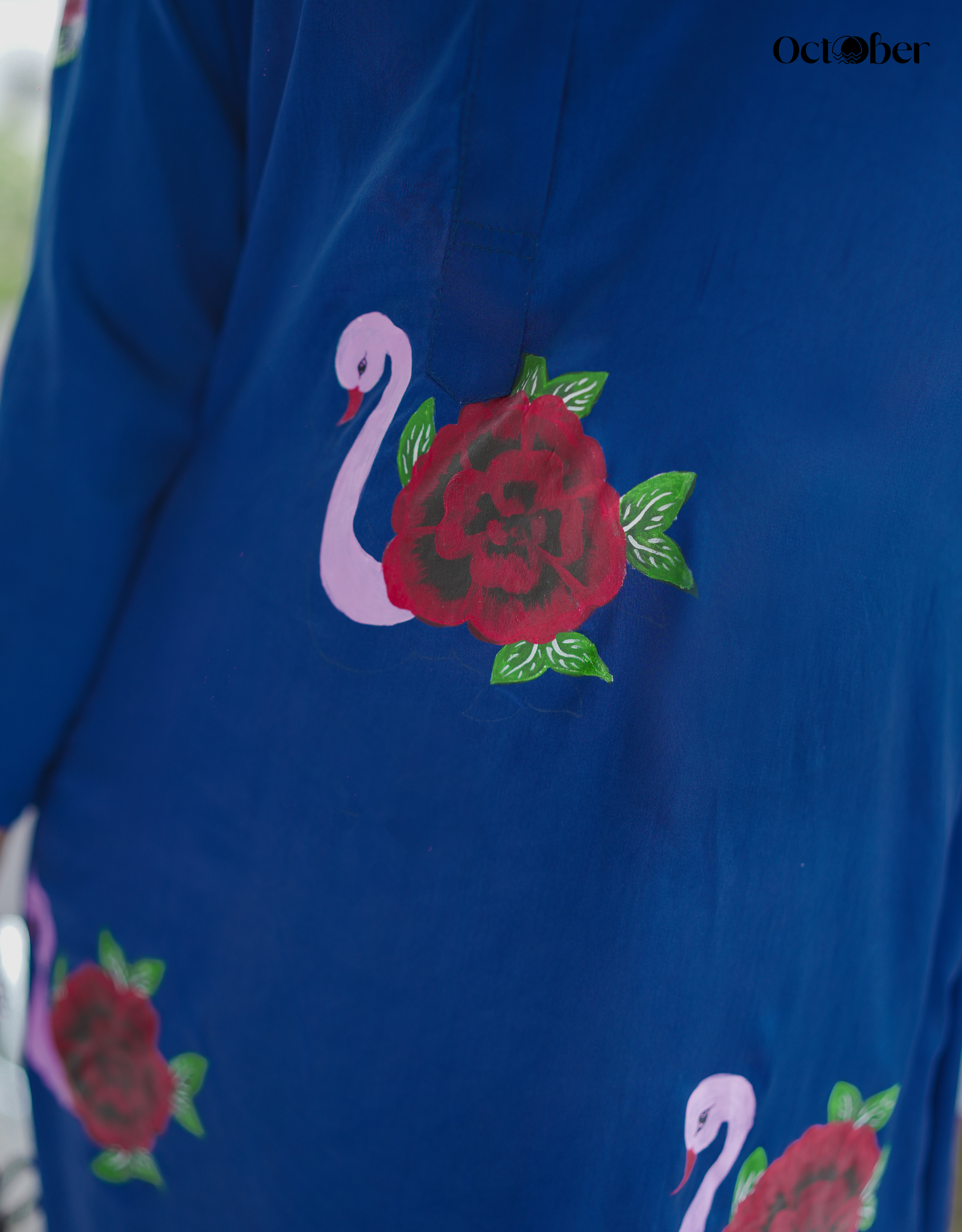 Egyptian Blue Handpainted Organic Satin Dress