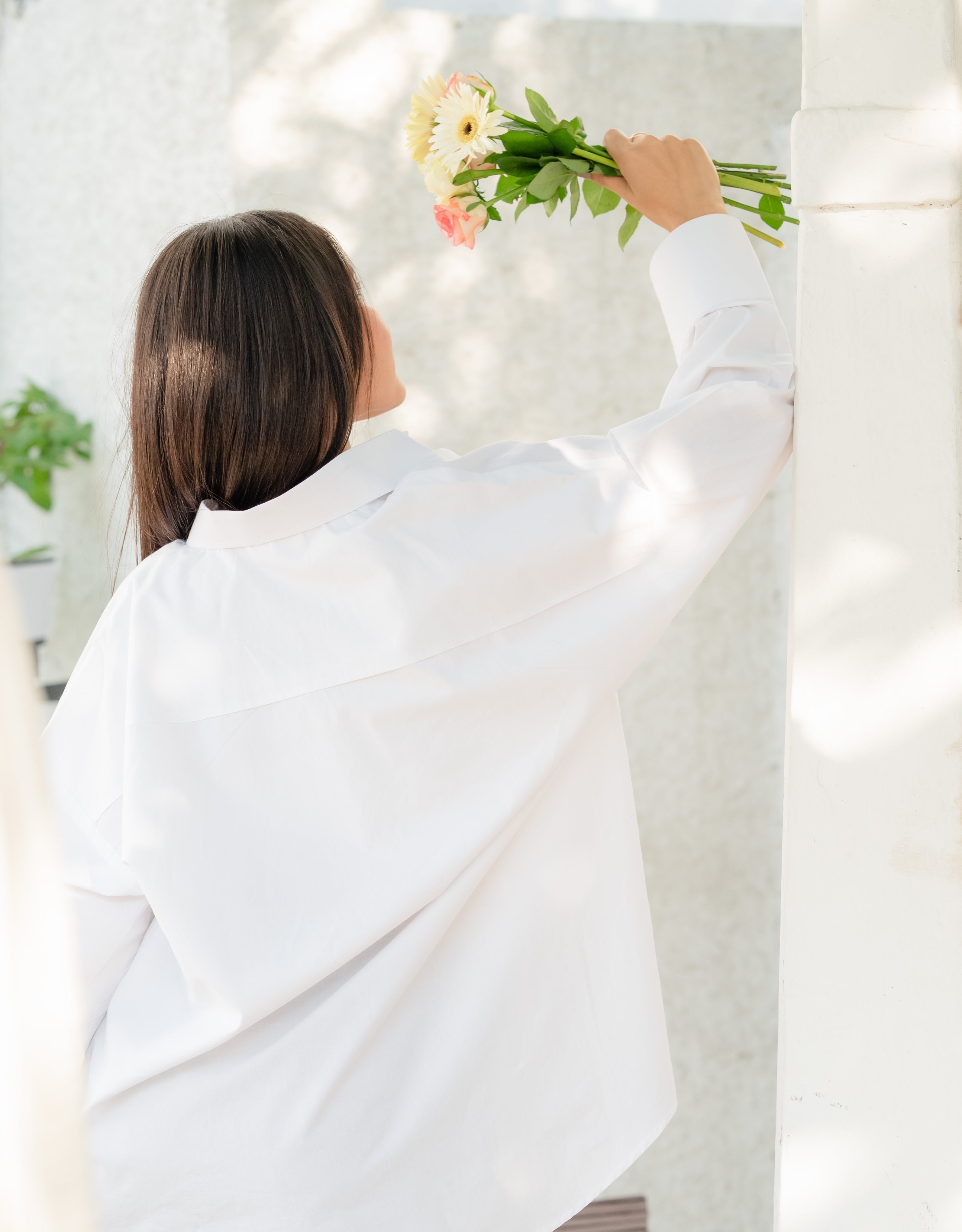 Cloud White Heart Pocket Handpainted Oversized Shirt