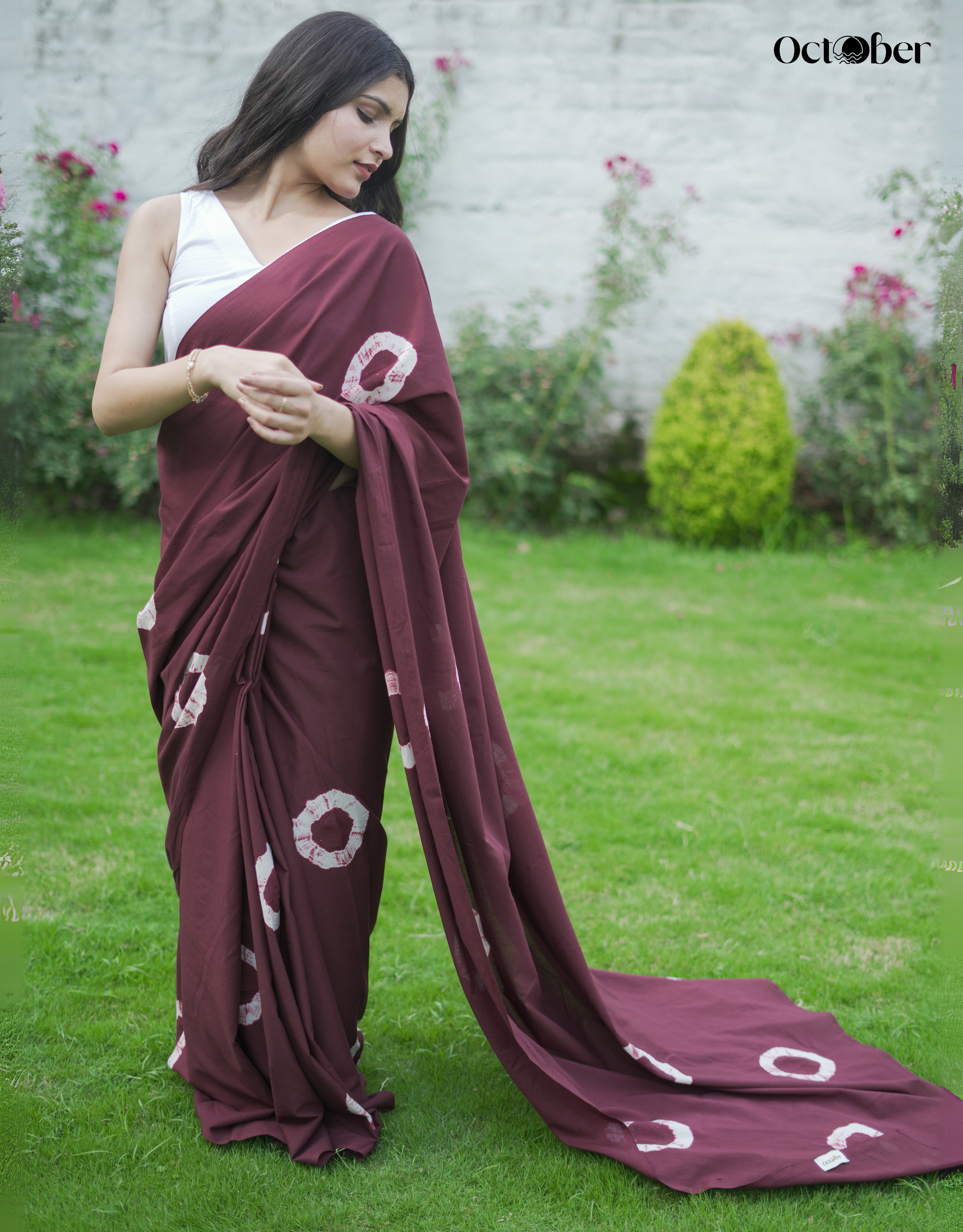 Espresso Cotton Tye & Dye Saree
