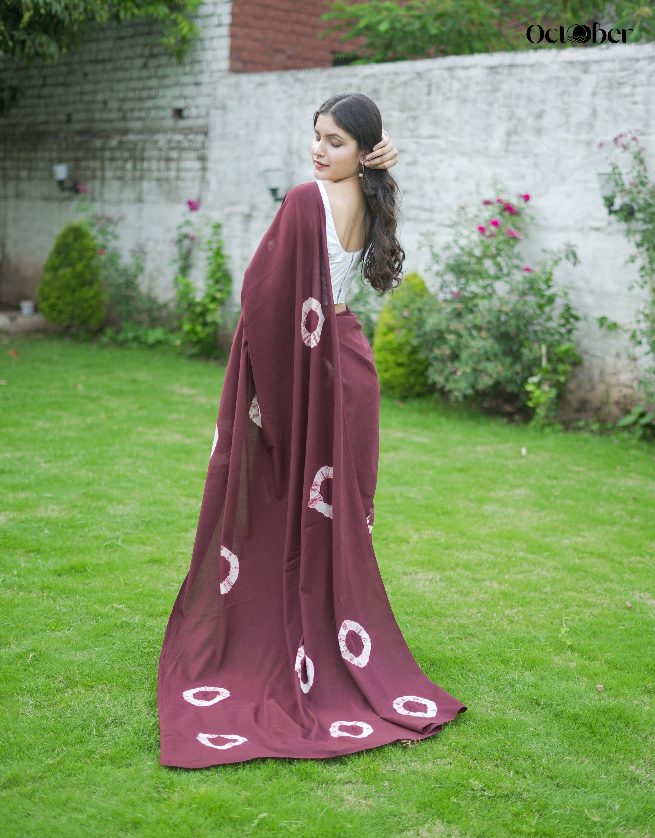 Espresso Cotton Tye & Dye Saree