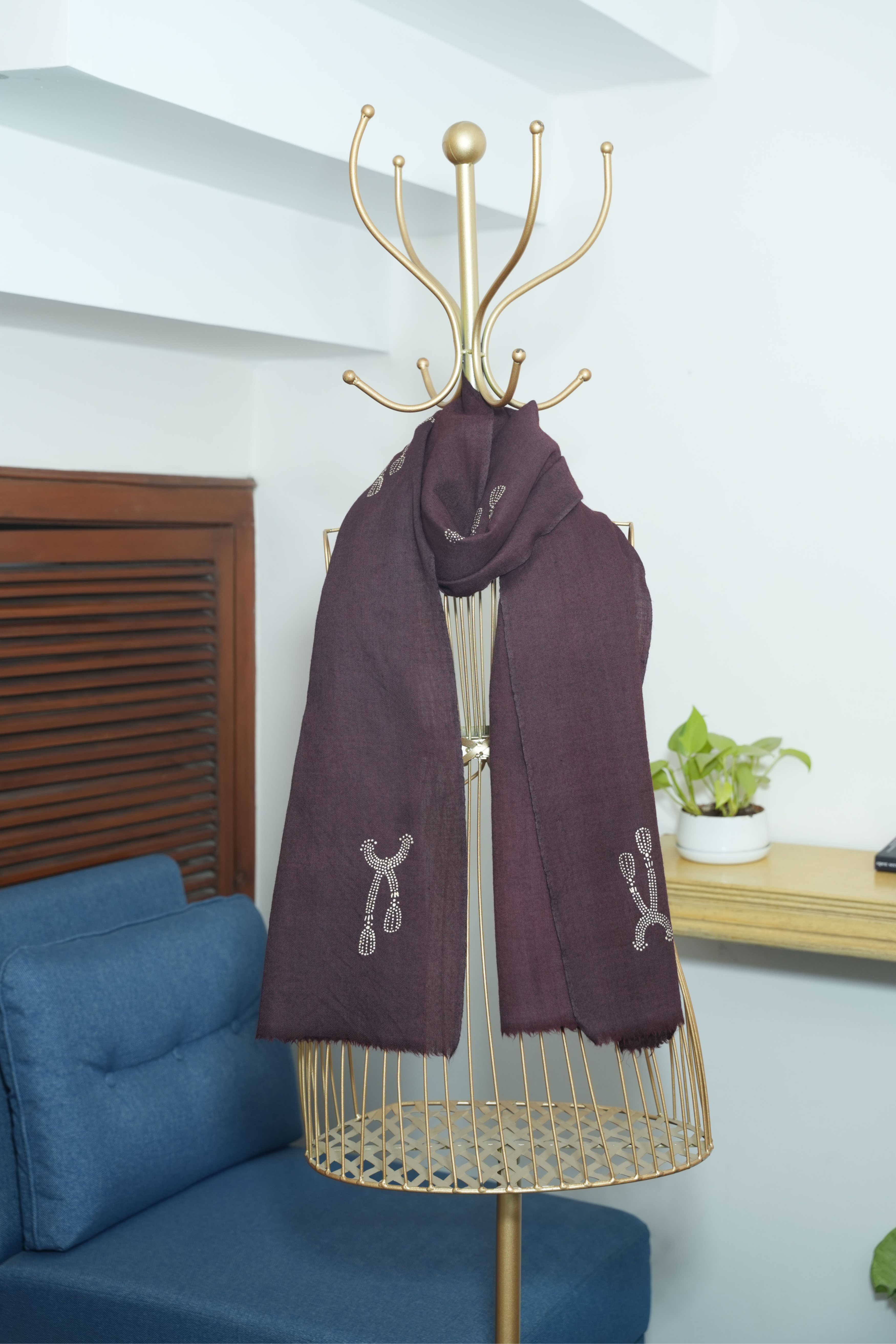 Brown Fine Wool Chandi Scarf