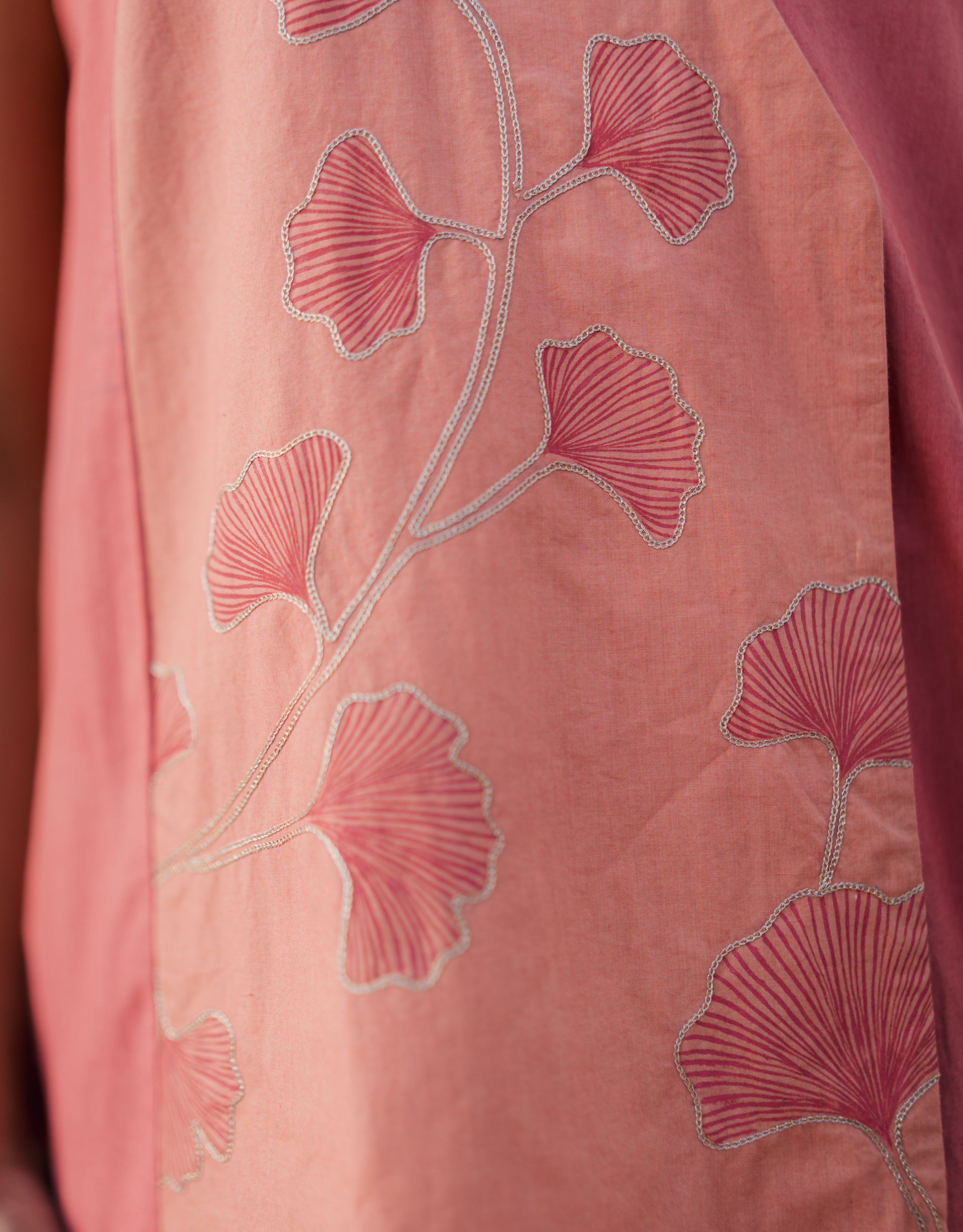 Blush Embroidered & Handpainted Anghrakha Cotton Dress