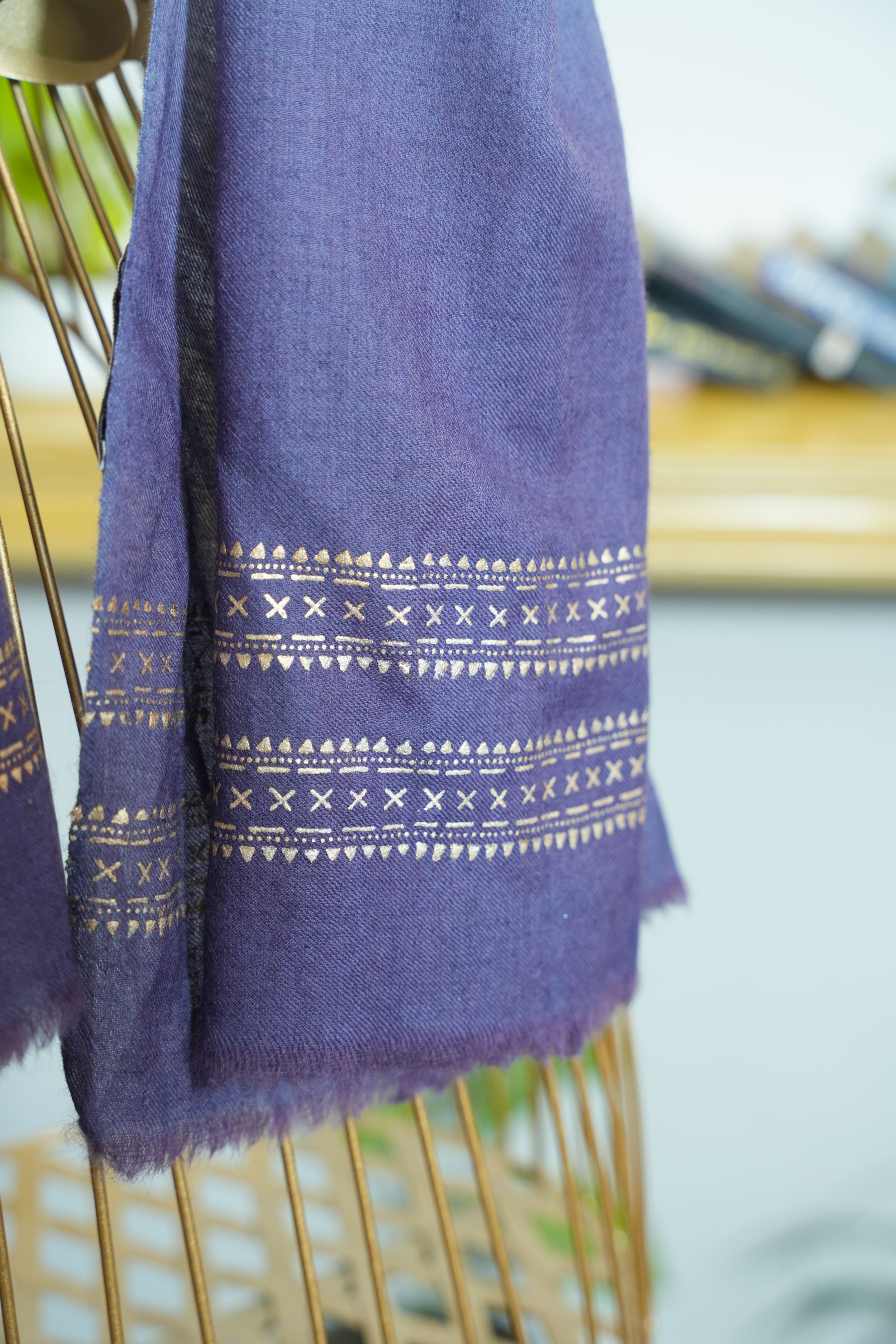 Ombre (Lilac & Sky Blue) Fine Wool Chandi Scarf