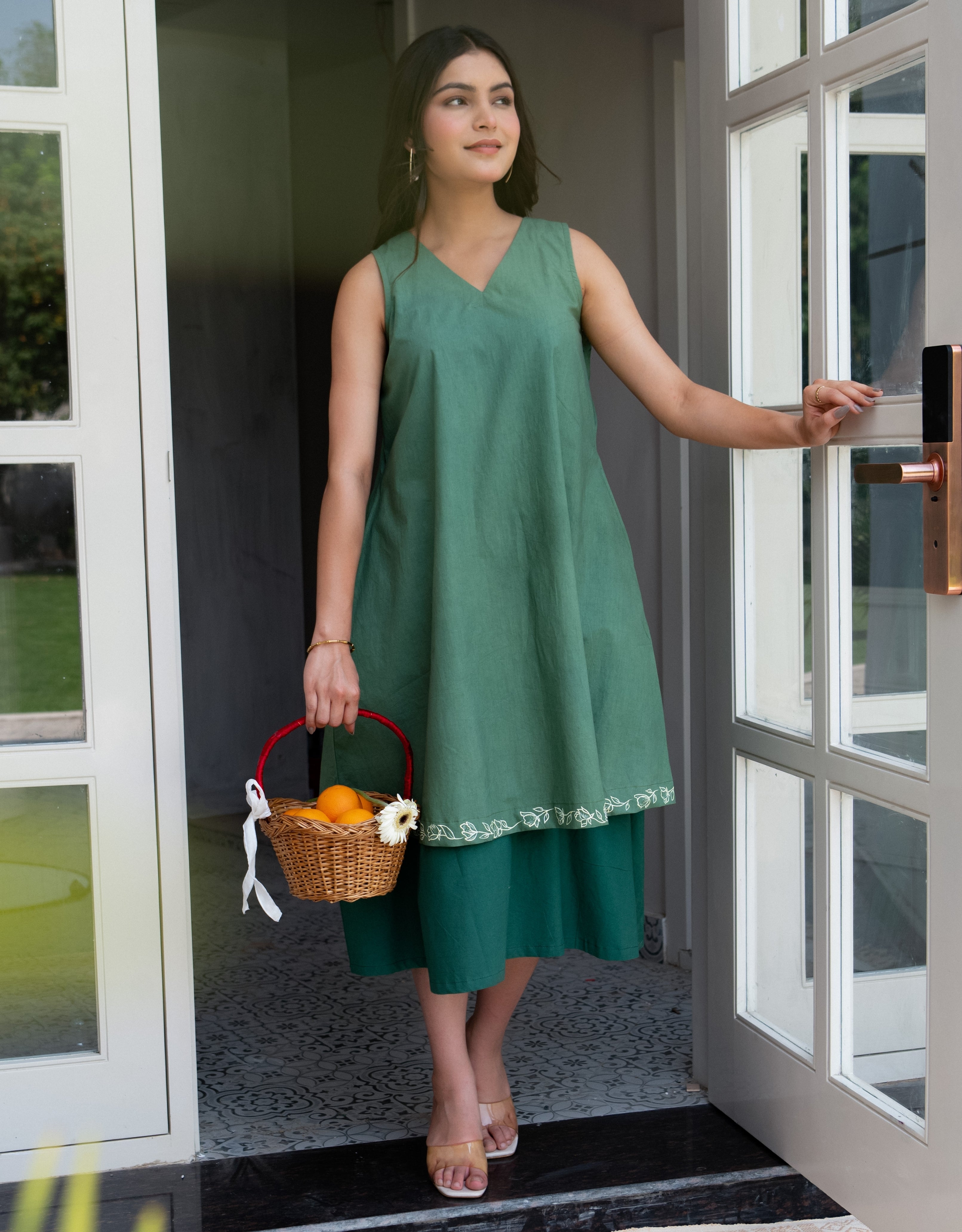 Moss & Mint Handpainted Layered Cotton Dress