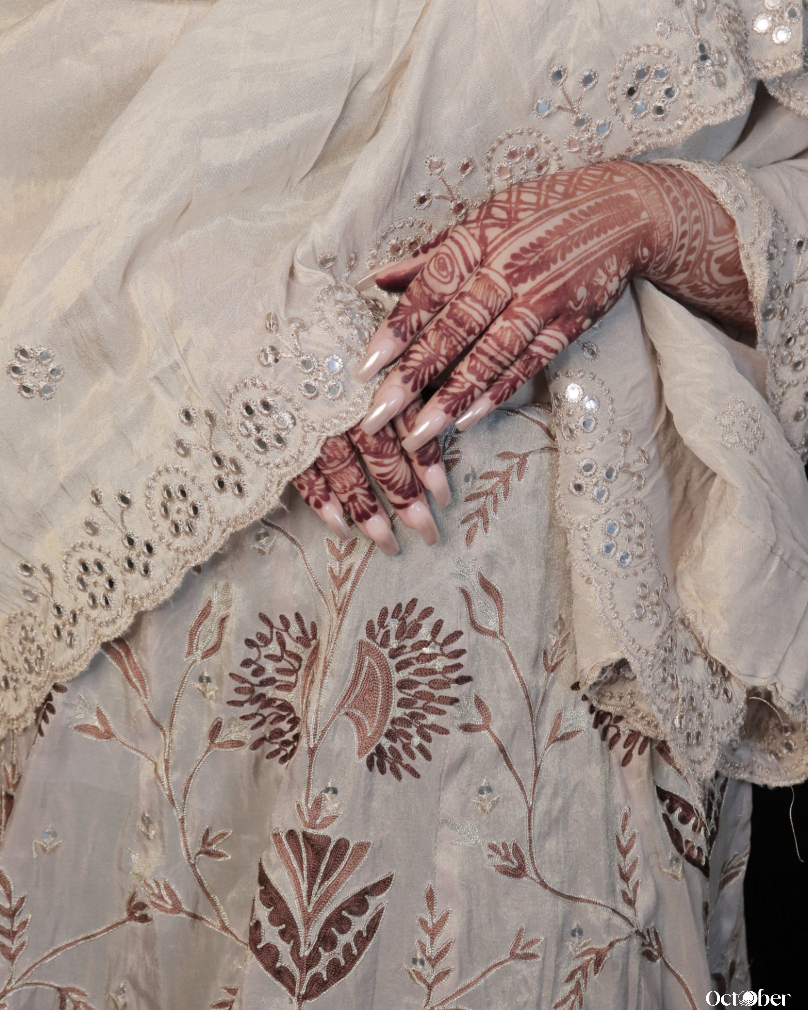 Embroidered Lilies and Daisies on my Anarkali (October Weddings)