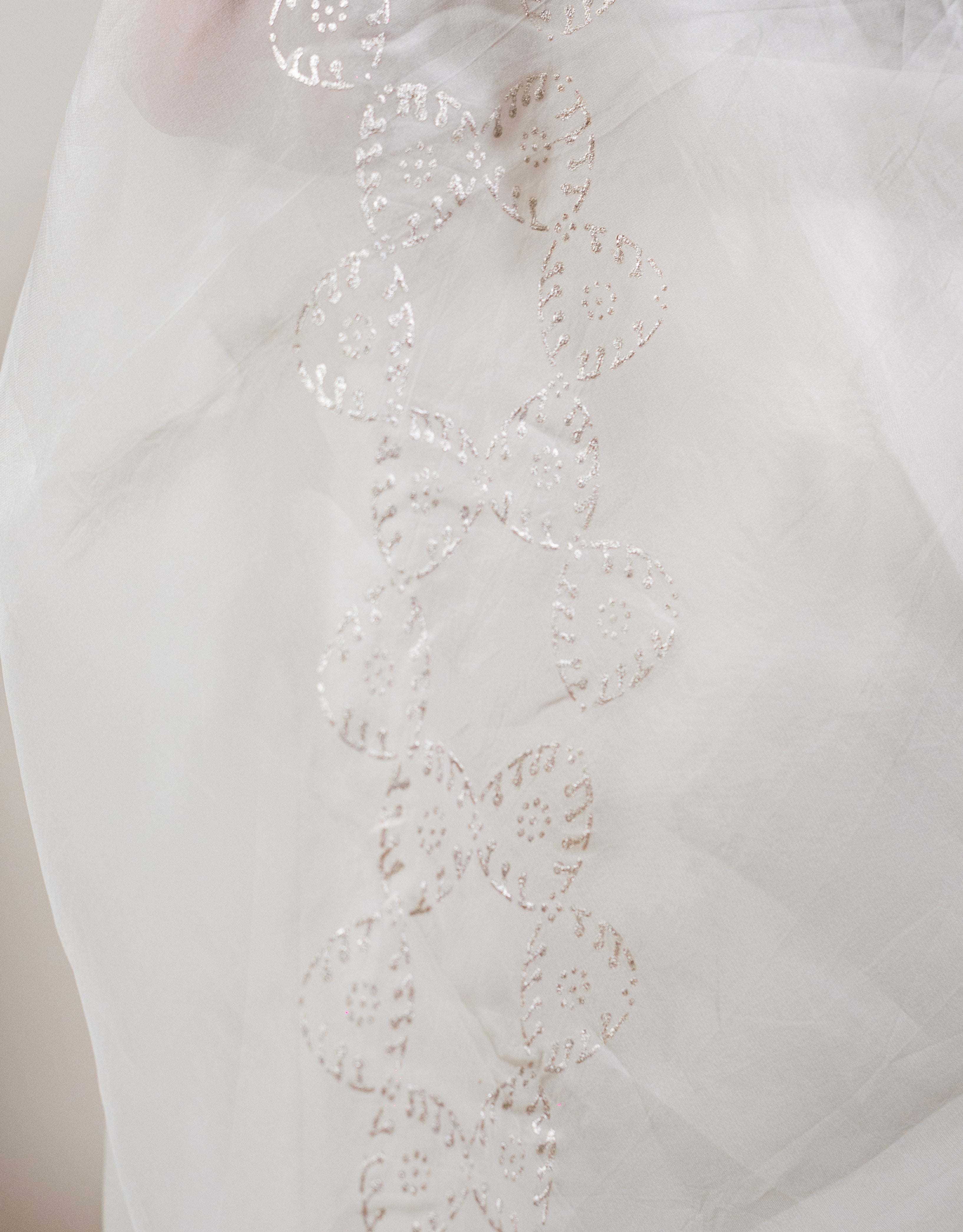 Pearl Organza Real Silver Saree