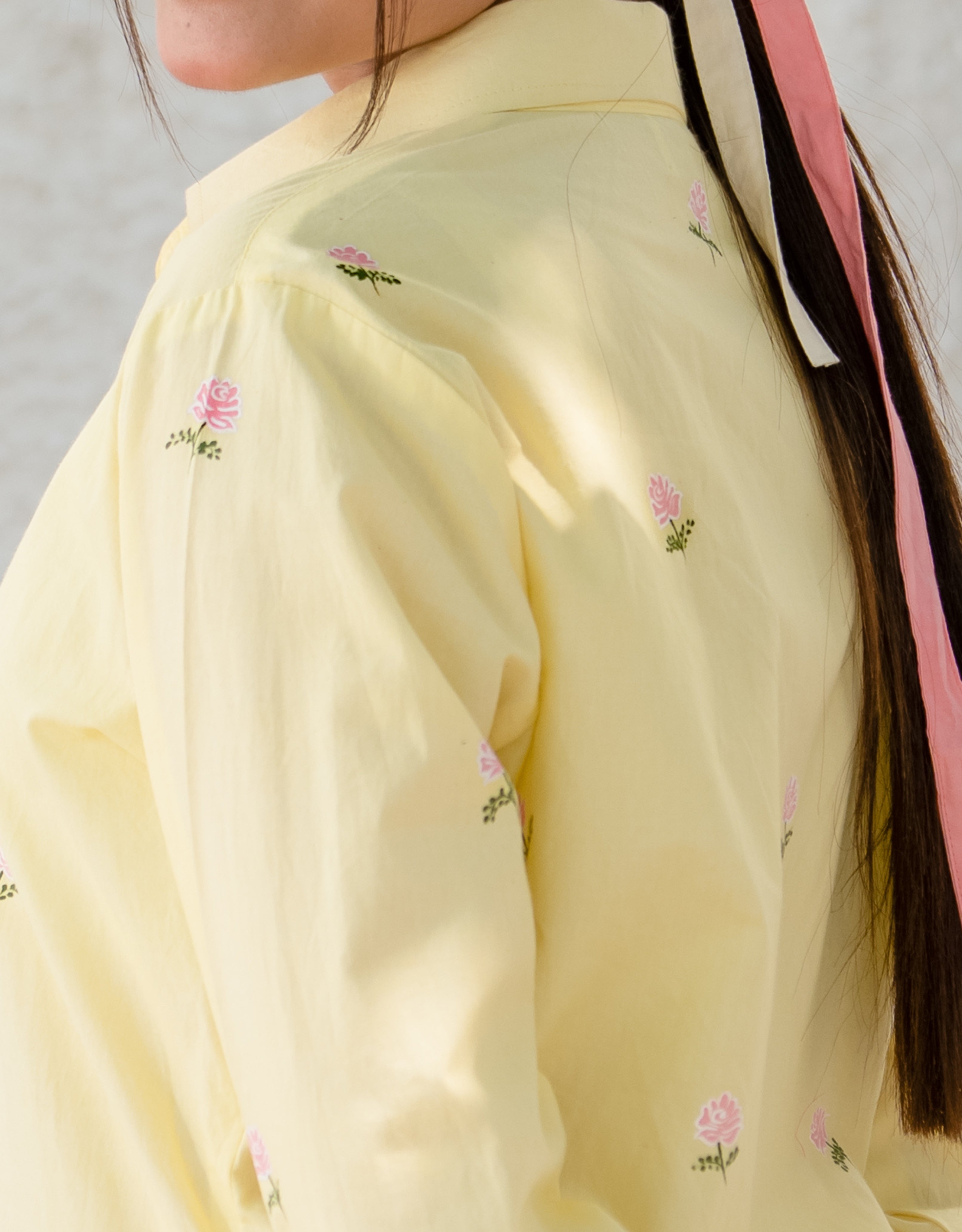 Sunbeam Pink Rose Handpainted Cotton Shirt