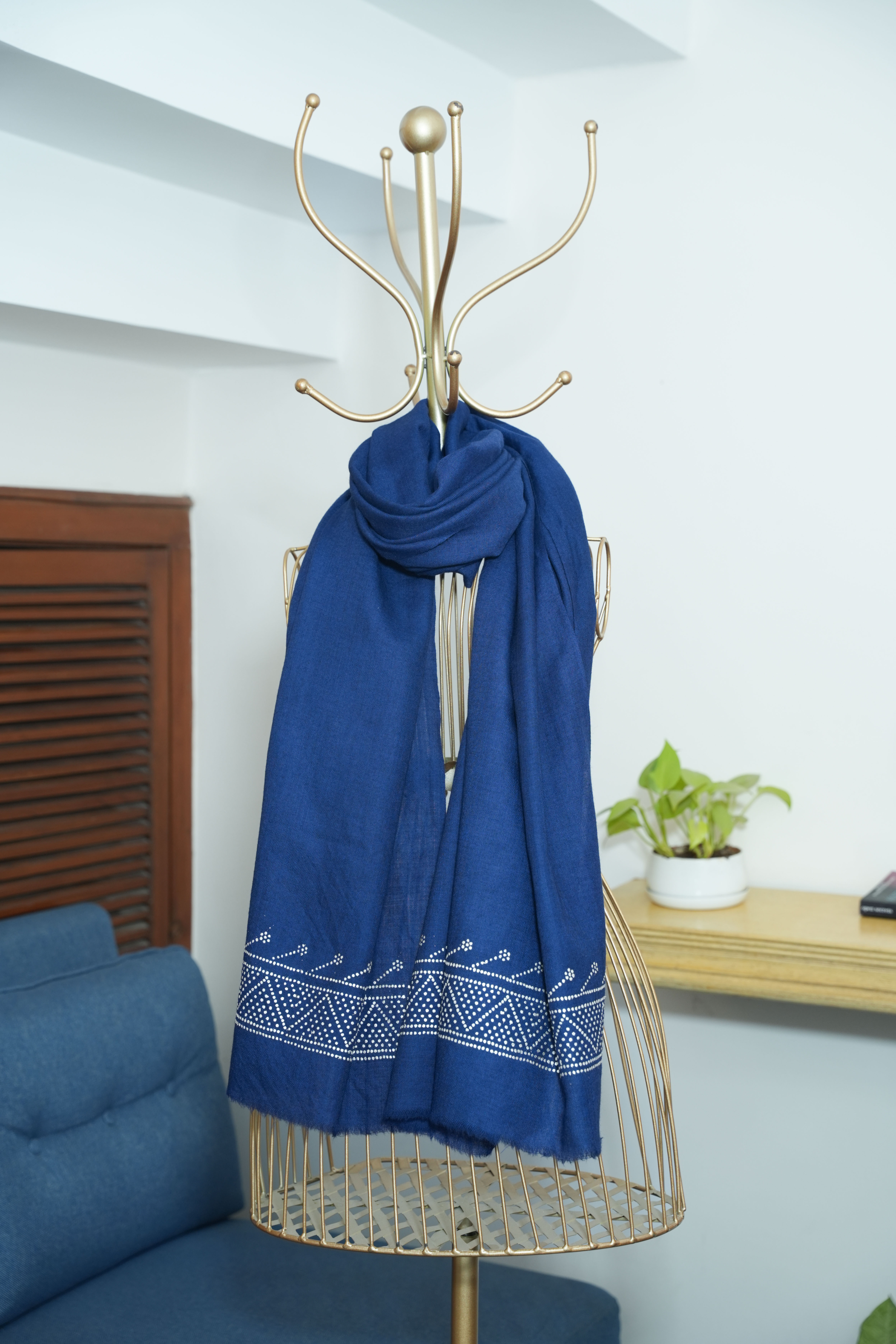 Blue Fine Wool Chandi Scarf