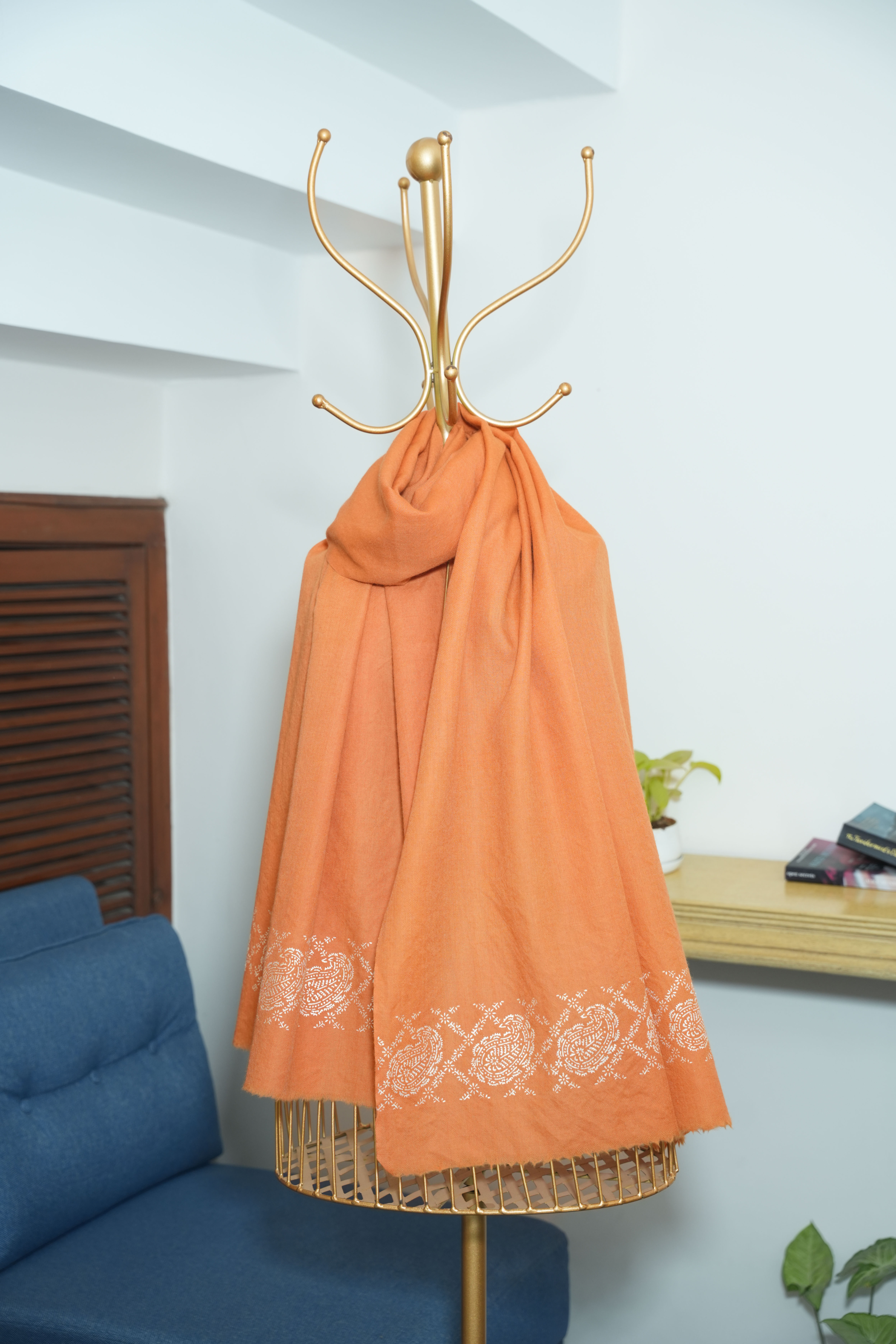 Orange Fine Wool Chandi Scarf