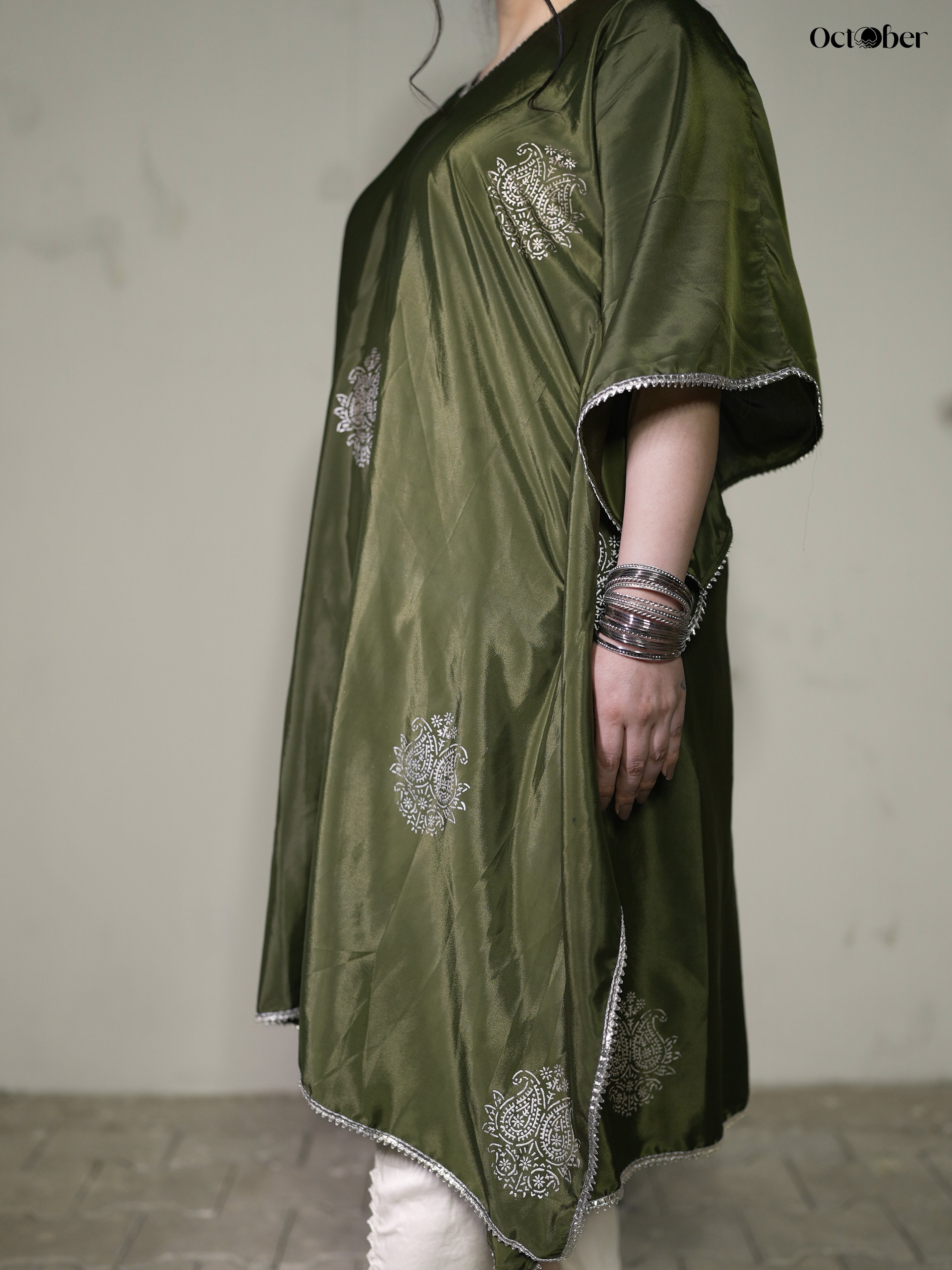 Olive Crepe Kaftan - Iris (The Greek Goddess)