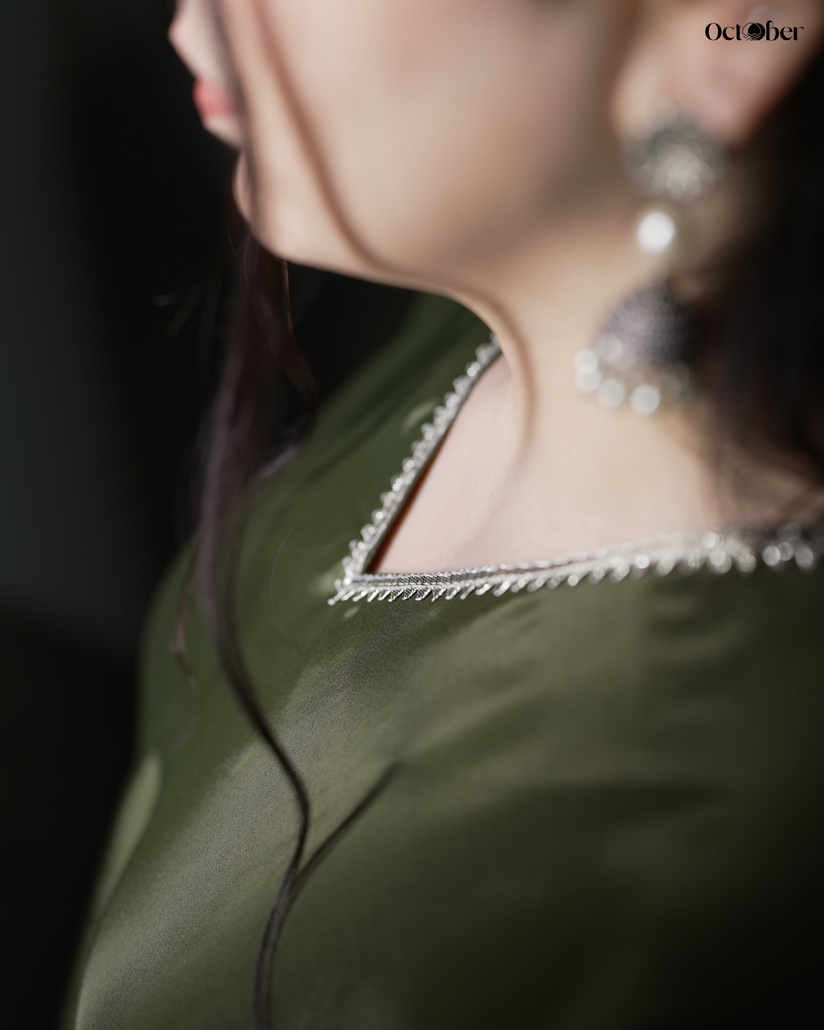 Olive Crepe Kaftan - Iris (The Greek Goddess)
