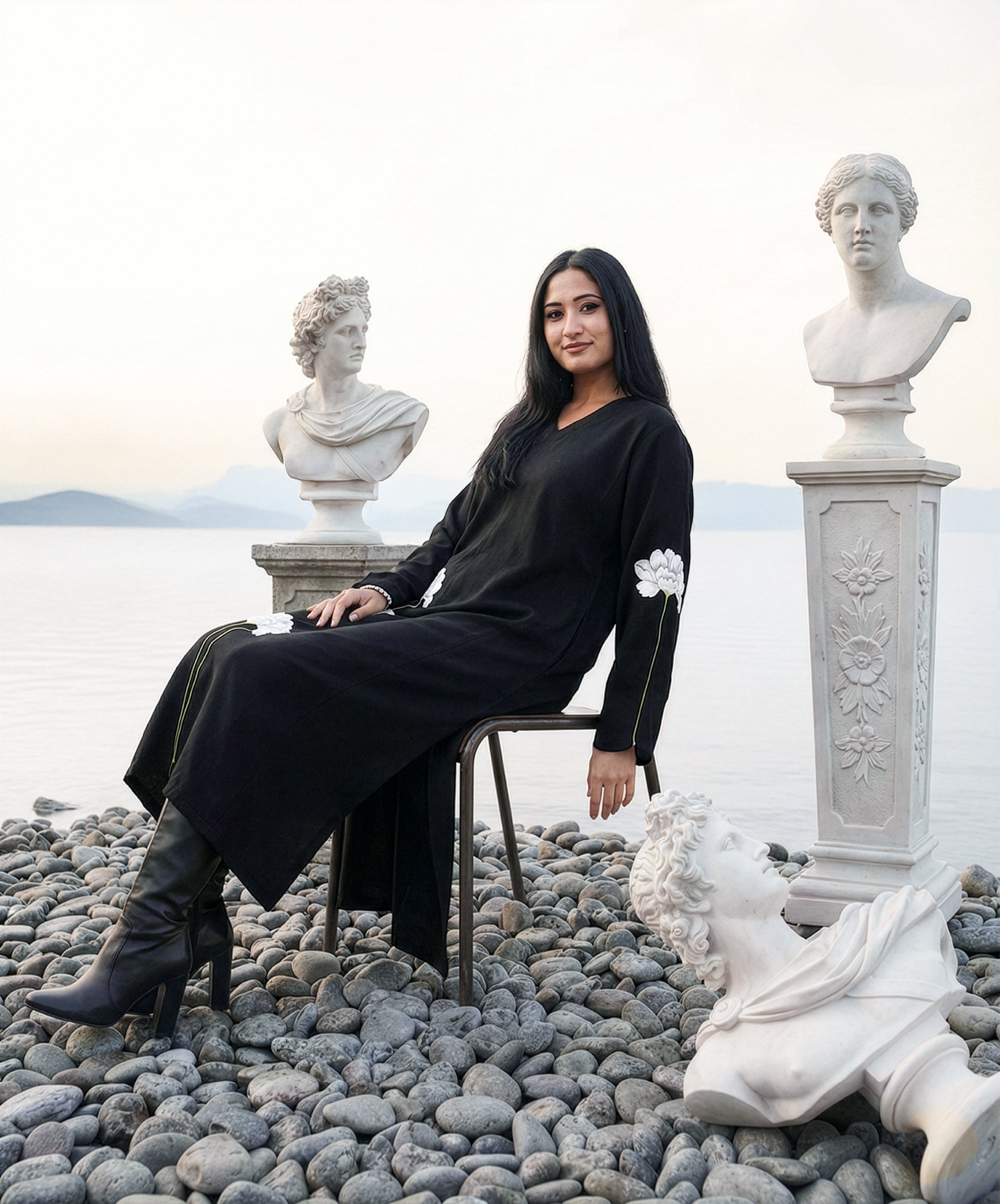 Moon Garden Floral Handpainted Phiran