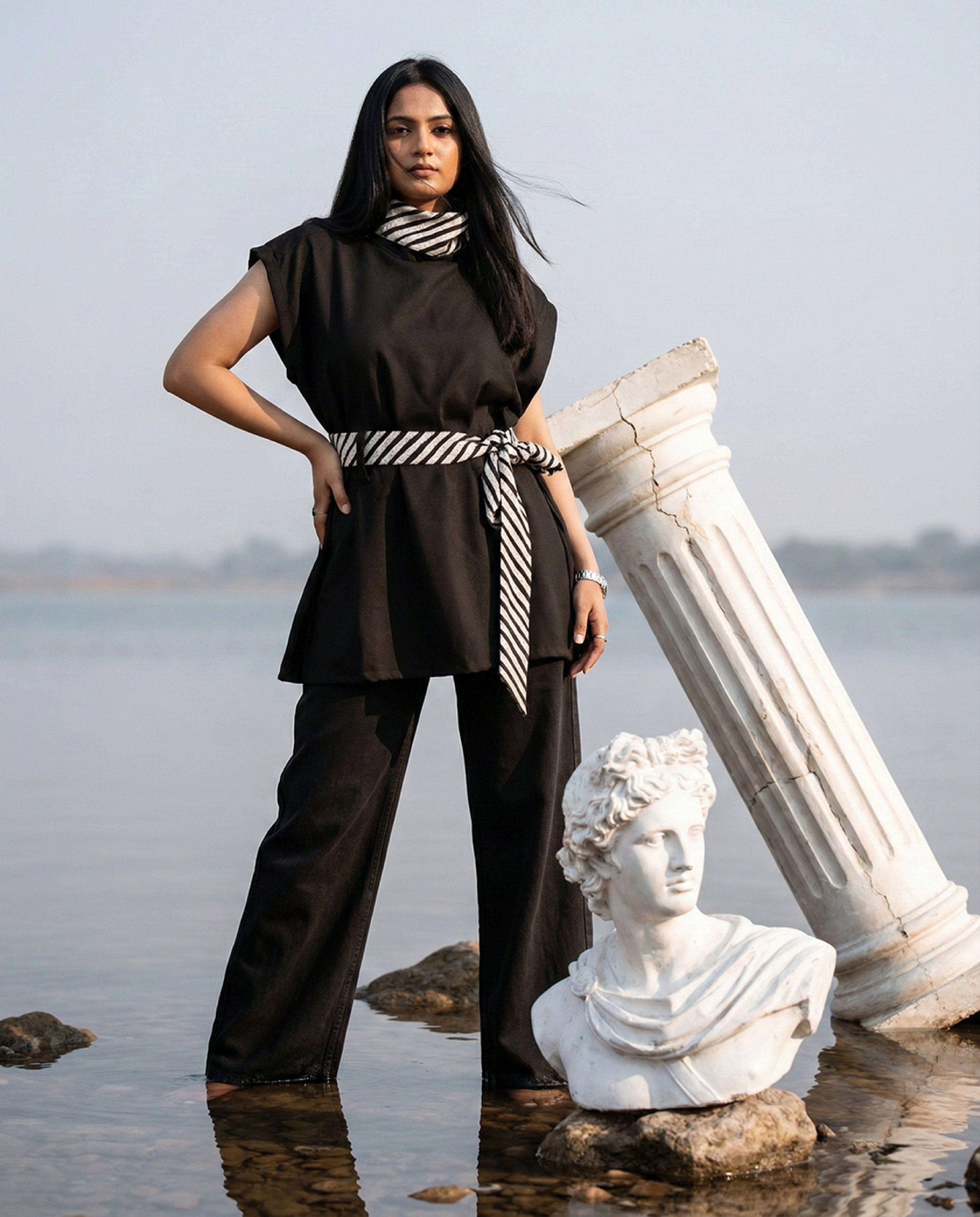 Winter Stitch Embroidered Turtleneck Cape