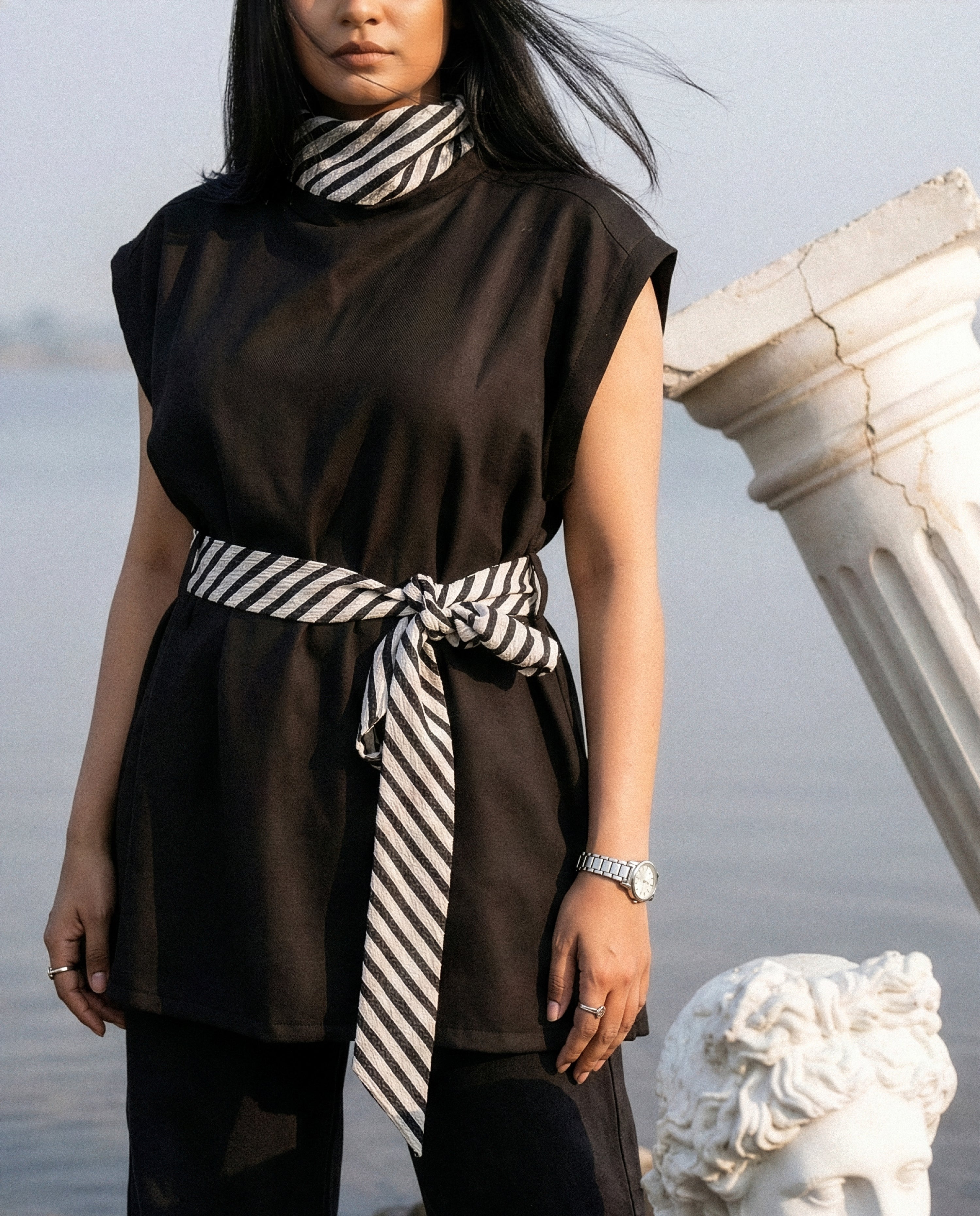 Winter Stitch Embroidered Turtleneck Cape