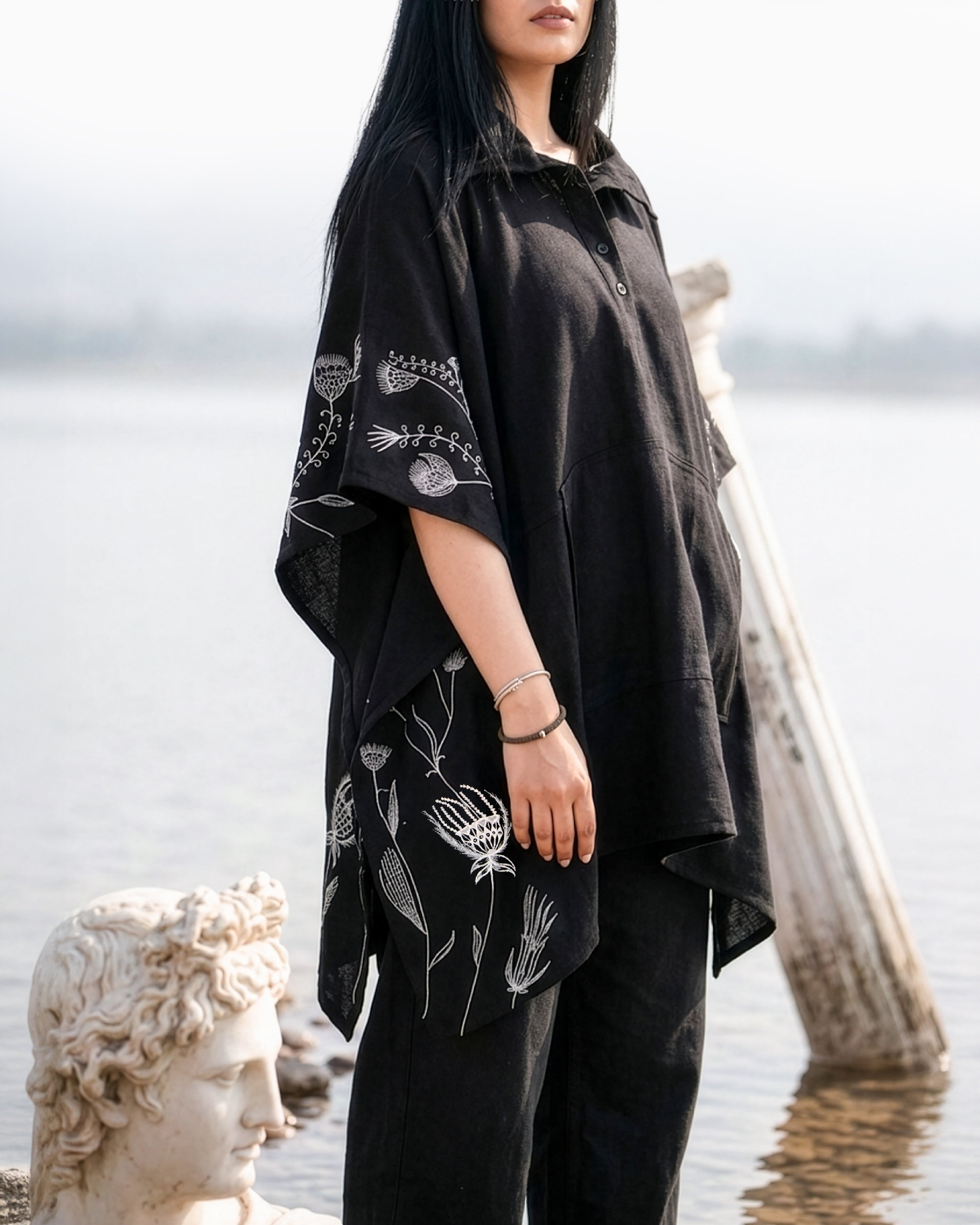 Inkwash Handpainted Kaftan Cape