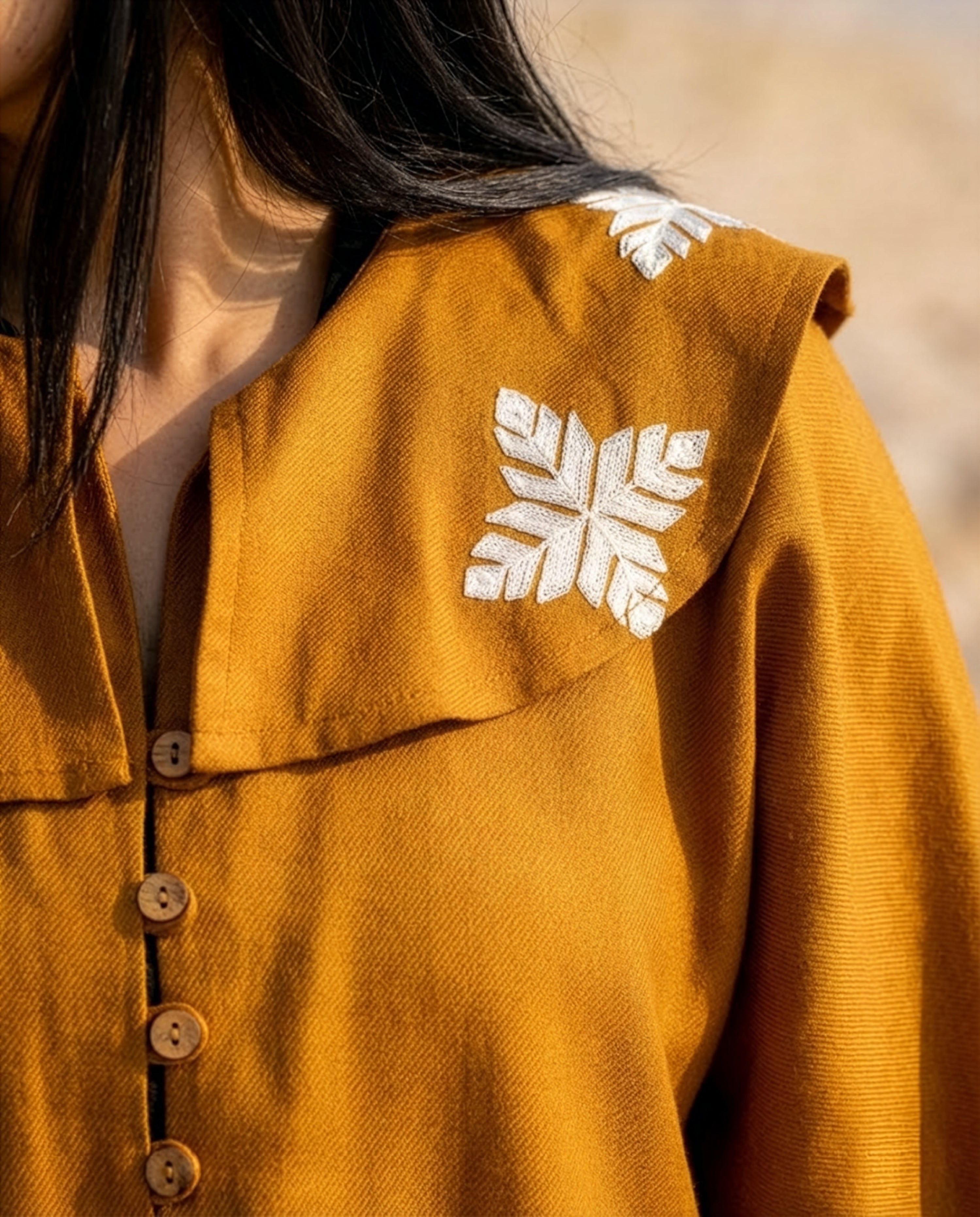 Spiced Snow Snowflake Embroidered Collar Cape