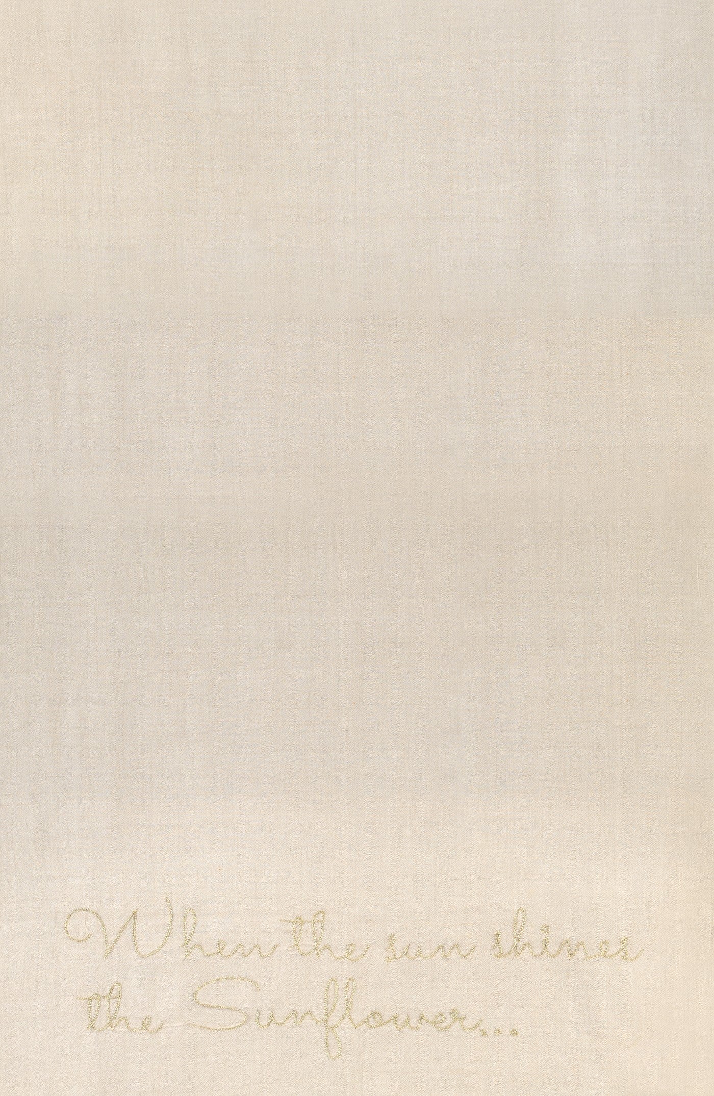 White Pure Pashmina Hand-Painted Embroidered Scarf - Sketched Sunflowers (We Got You Flowers)