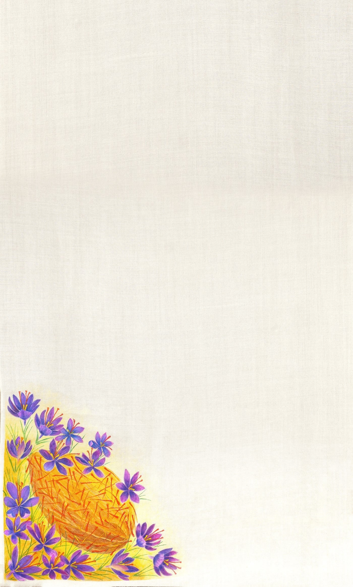 White Fine Wool Embroidered Scarf - Kesari Bageecha (Love Jammu & Kashmir)