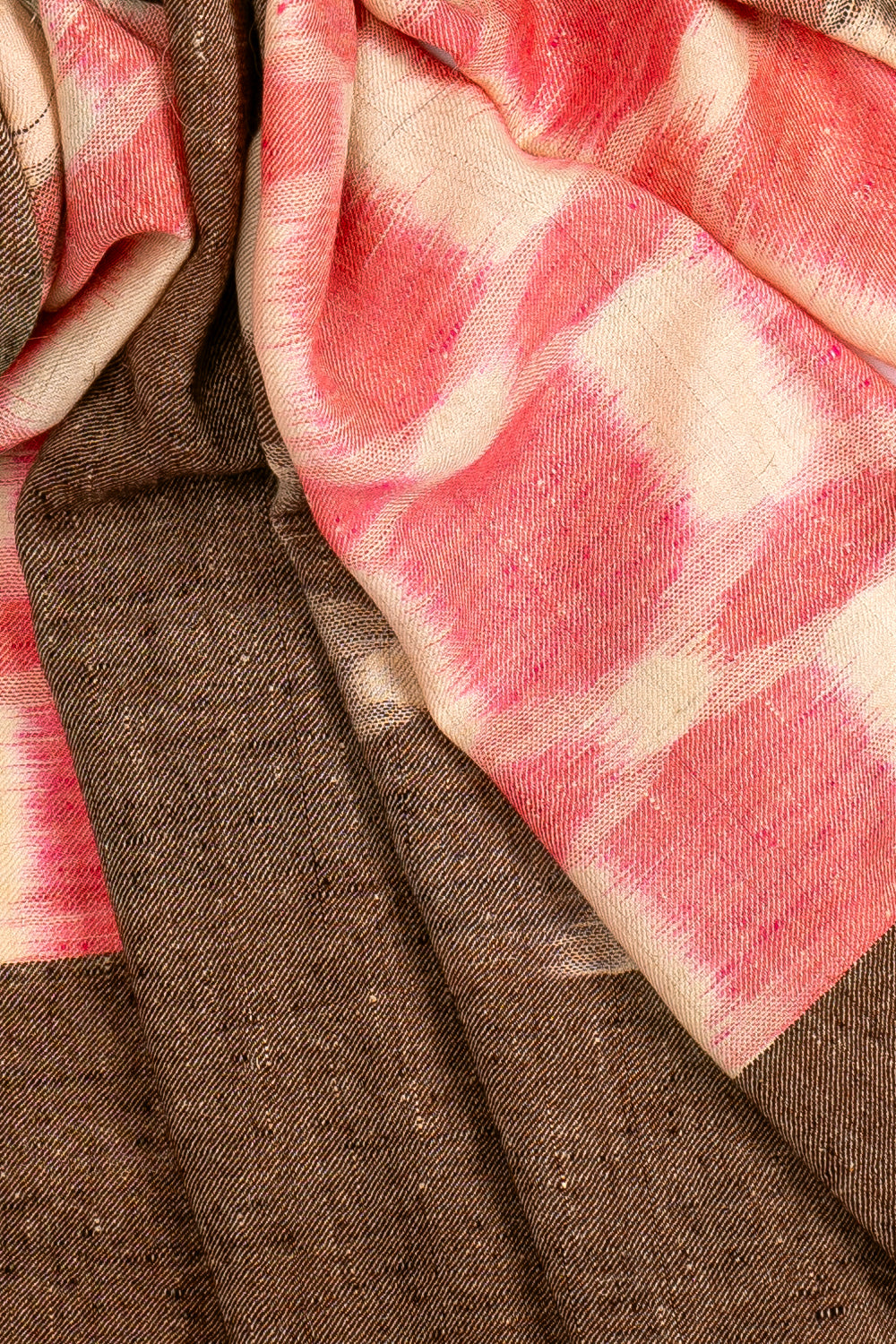 Red & Brown Pure Pashmina Scarf - Ikat (Classics)