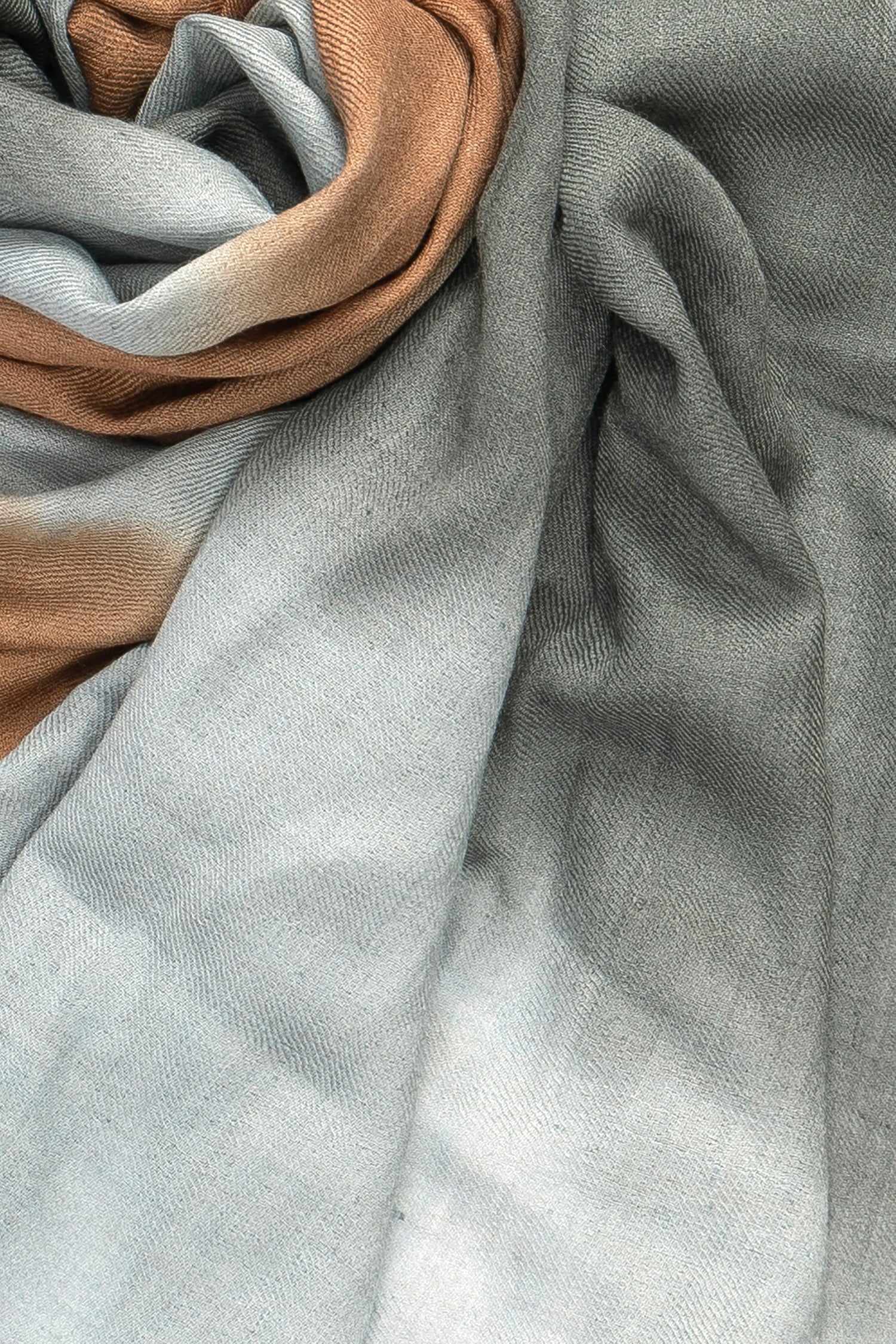 Brown & Teal Blue Pure Pashmina Scarf - Ombré - Earth (Classics)