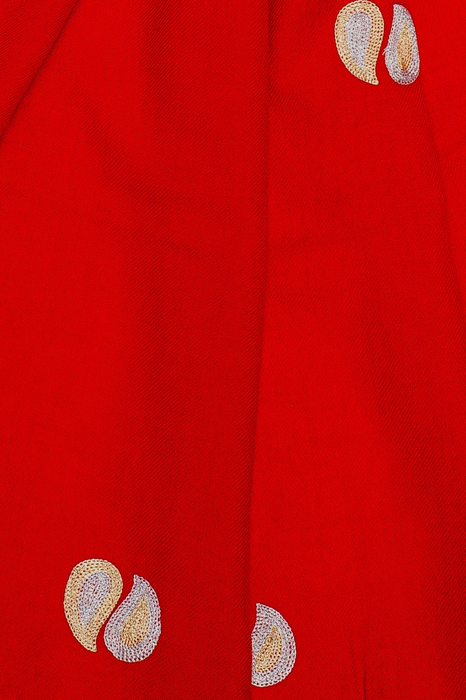 Red Pure Pashmina Embroidered Scarf - Ambi & Kaeri (Love Jammu & Kashmir)