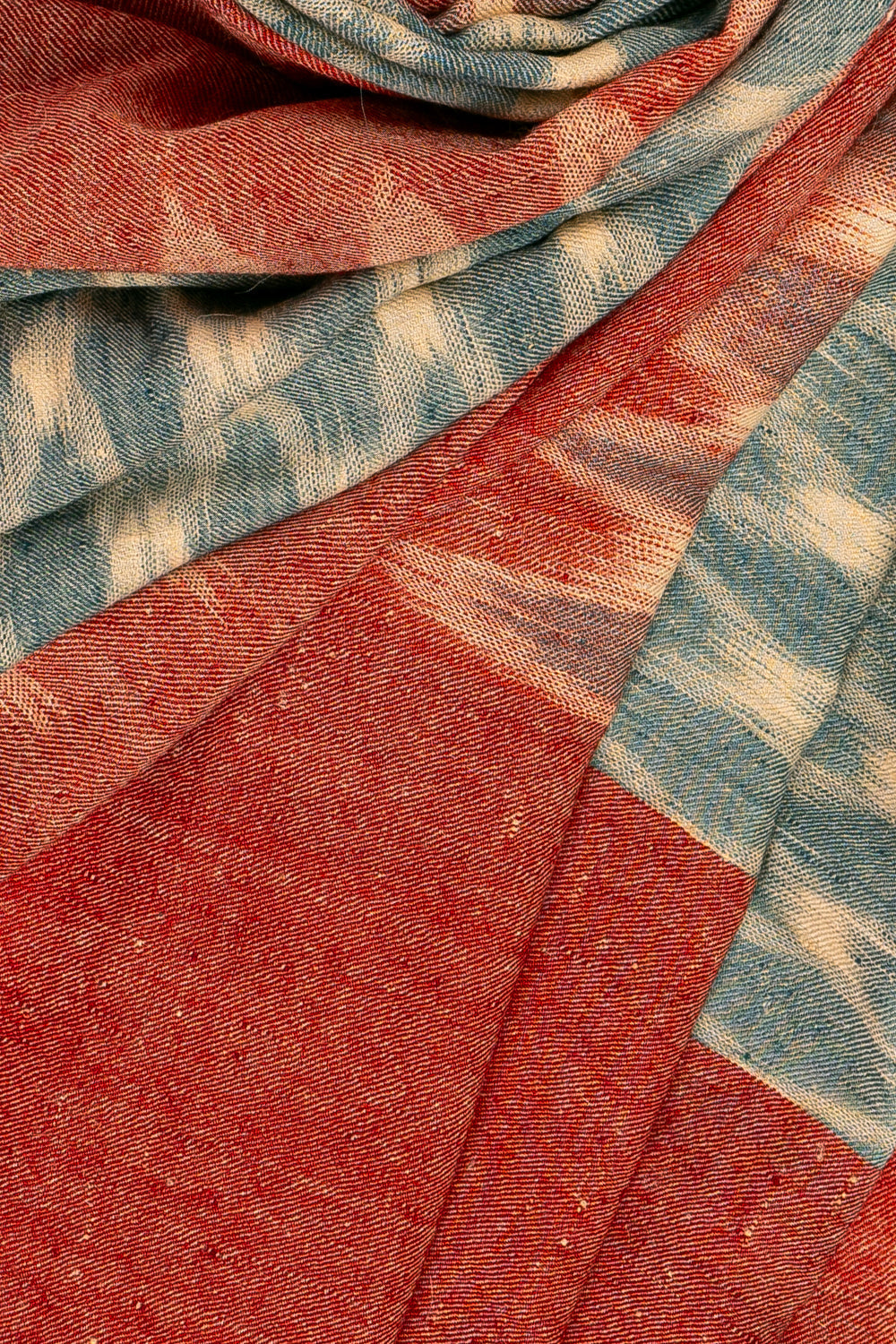 Red & Light Blue Pure Pashmina Scarf - Ikat (Classics)