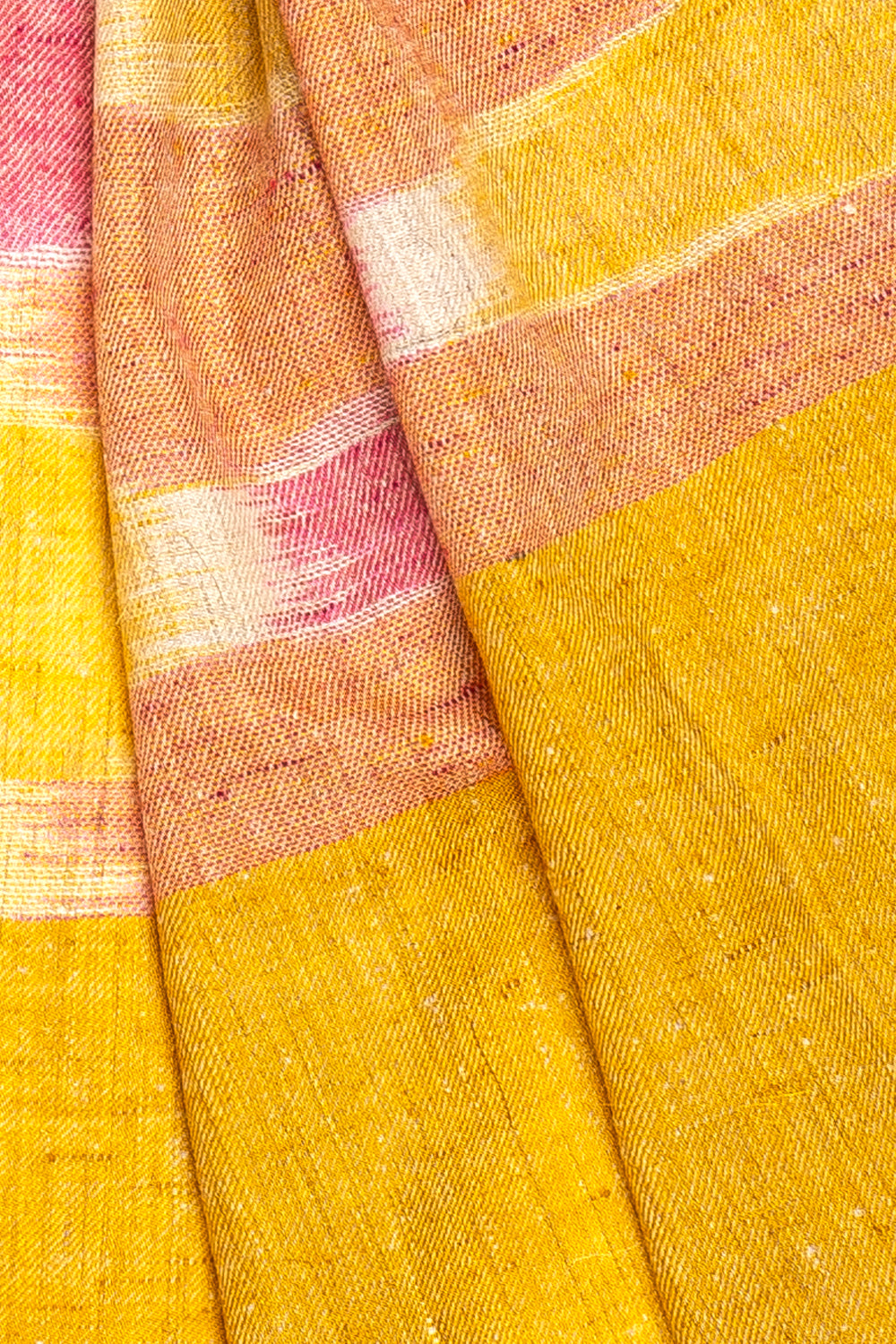 Yellow & Pink Pure Pashmina Scarf - Ikat (Classics)