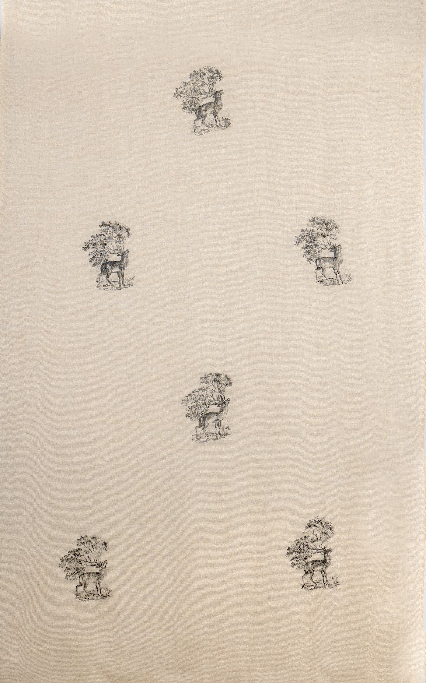 Beige Pure Pashmina Hand-Painted Scarf - Reining Rein Deer (Into Their Den)