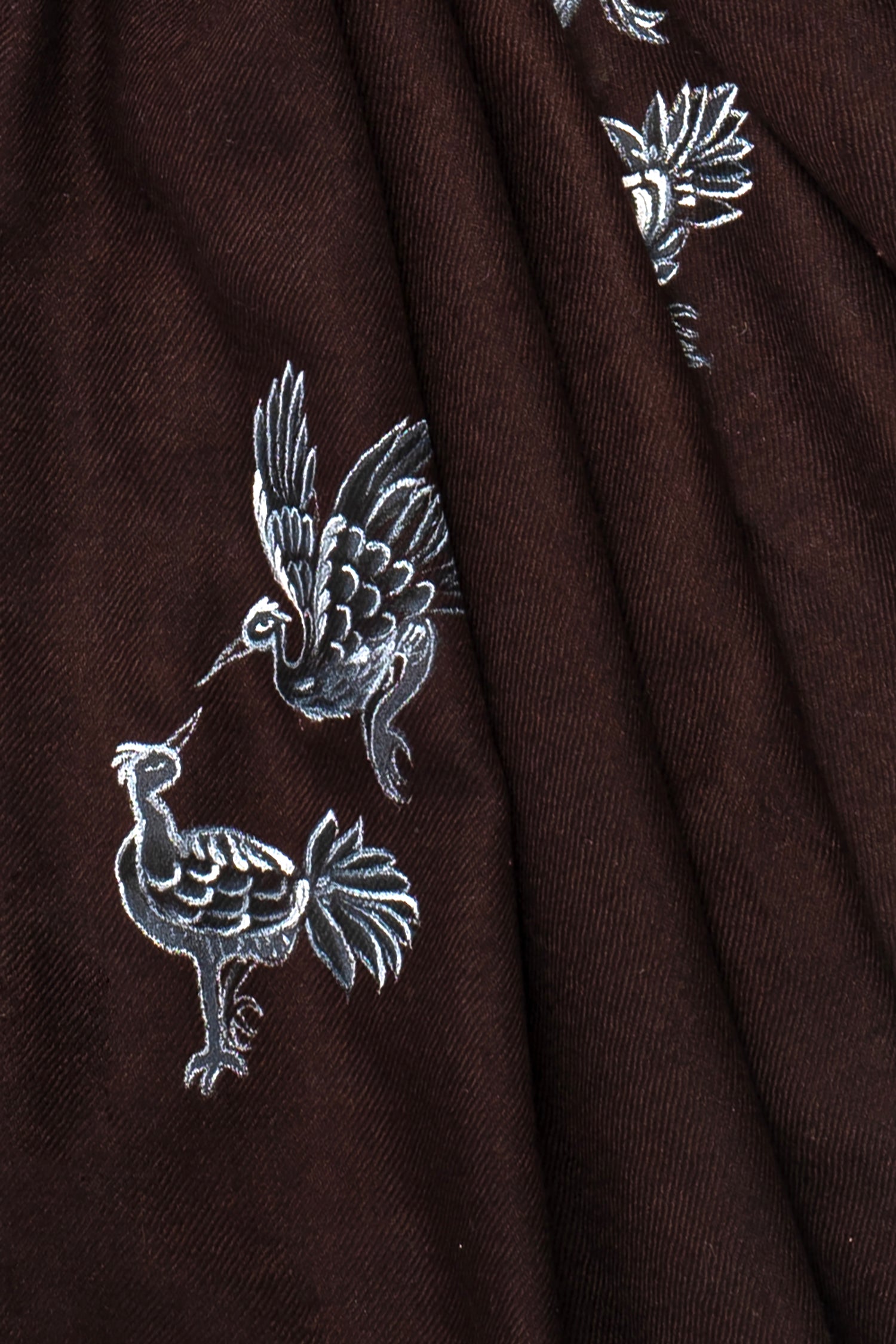 Brown Pure Pashmina Hand-Painted Scarf - Songs of Freedom (We Got You Flowers)