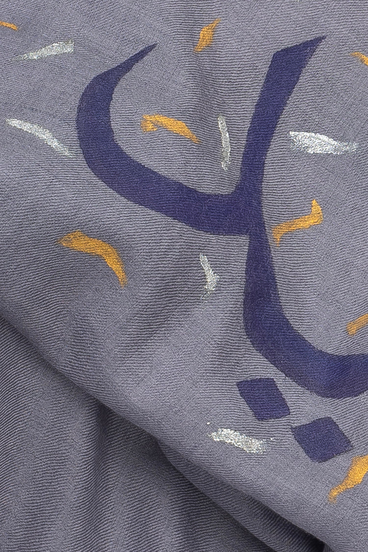 Grey Fine Wool Hand Painted Scarf - Umeed (Love Jammu & Kashmir)