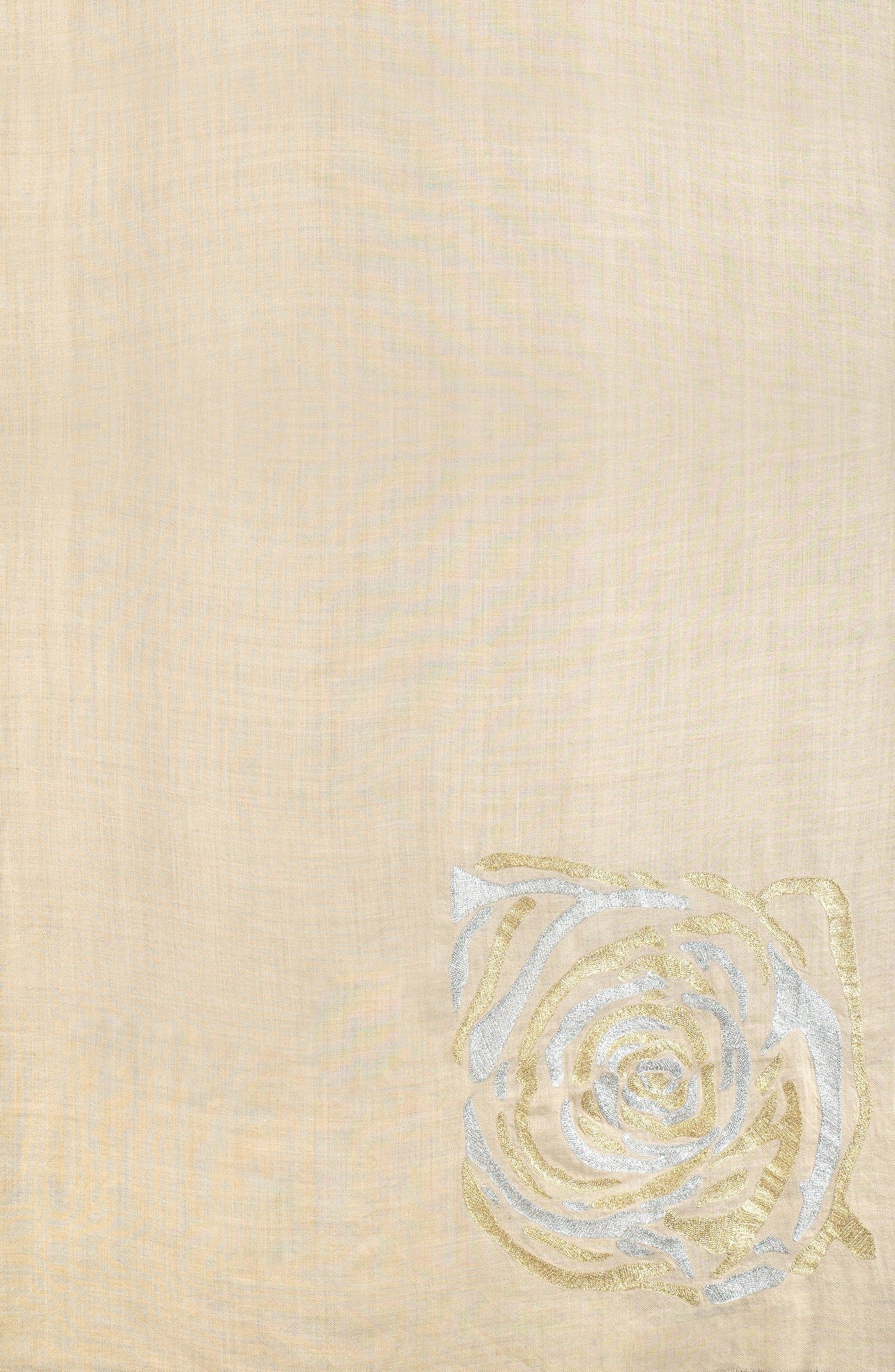 White Pure Pashmina Embroidered Scarf - Have a Rosy Day (We Got You Flowers)