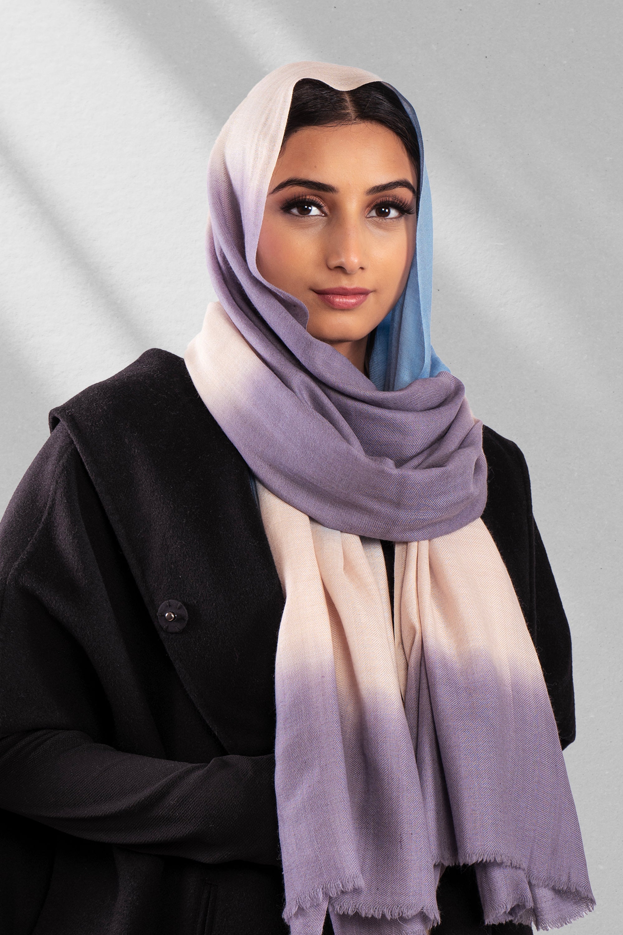 Blue & Lilac Pure Pashmina Scarf - Ombré - Sky (Classics)