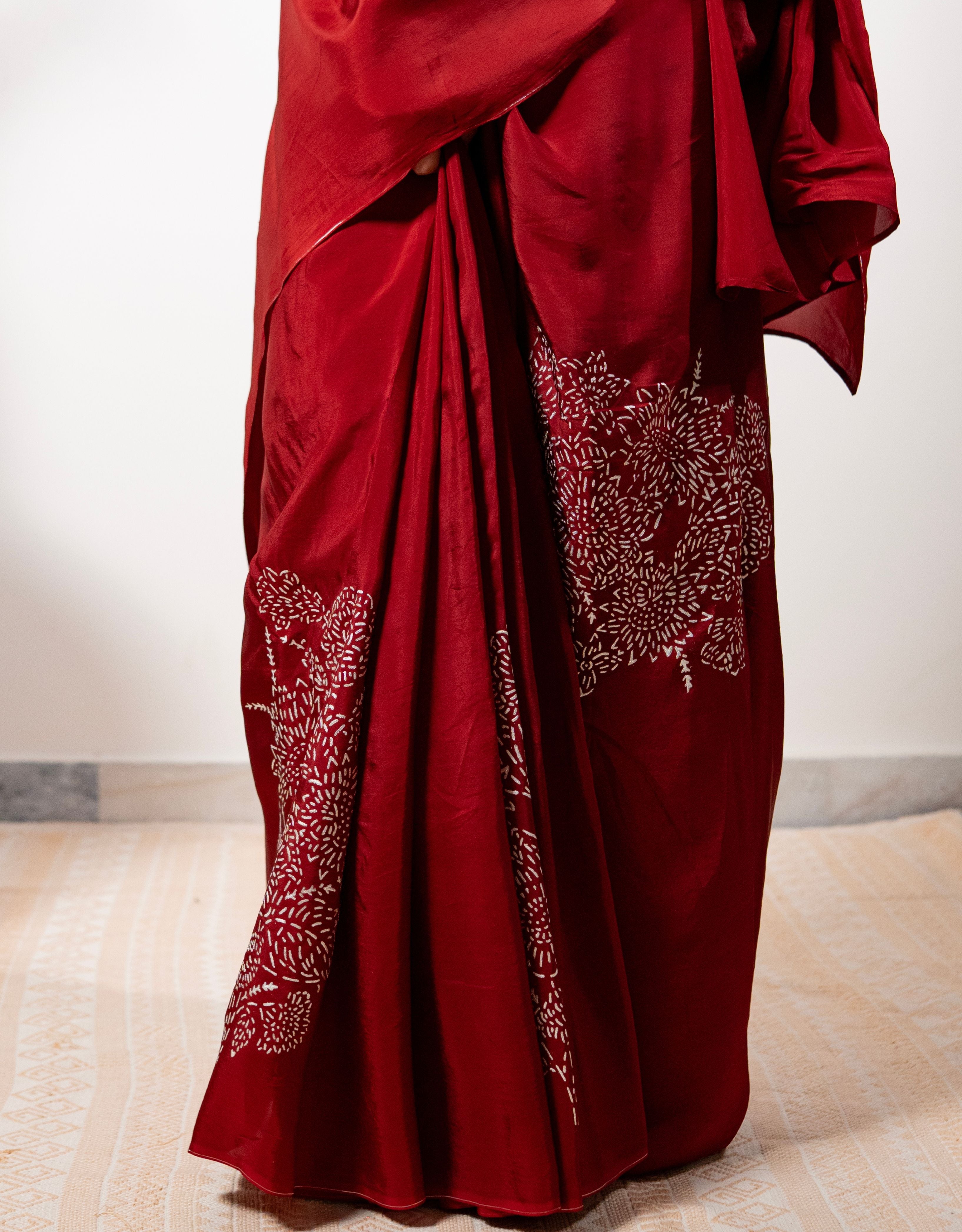 Maroon Real Silver Silk Saree