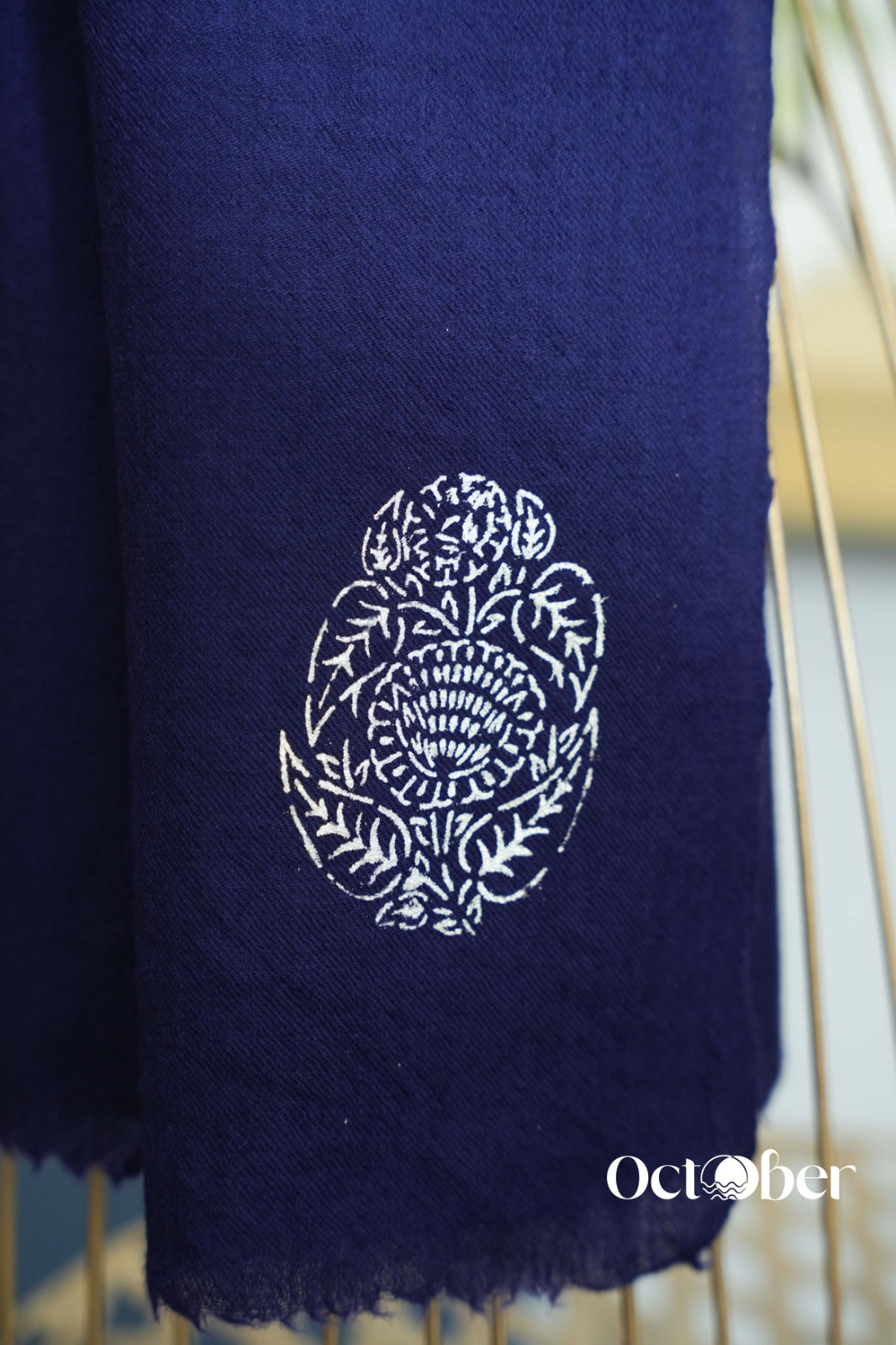Navy Blue Fine Wool Chandi Scarf