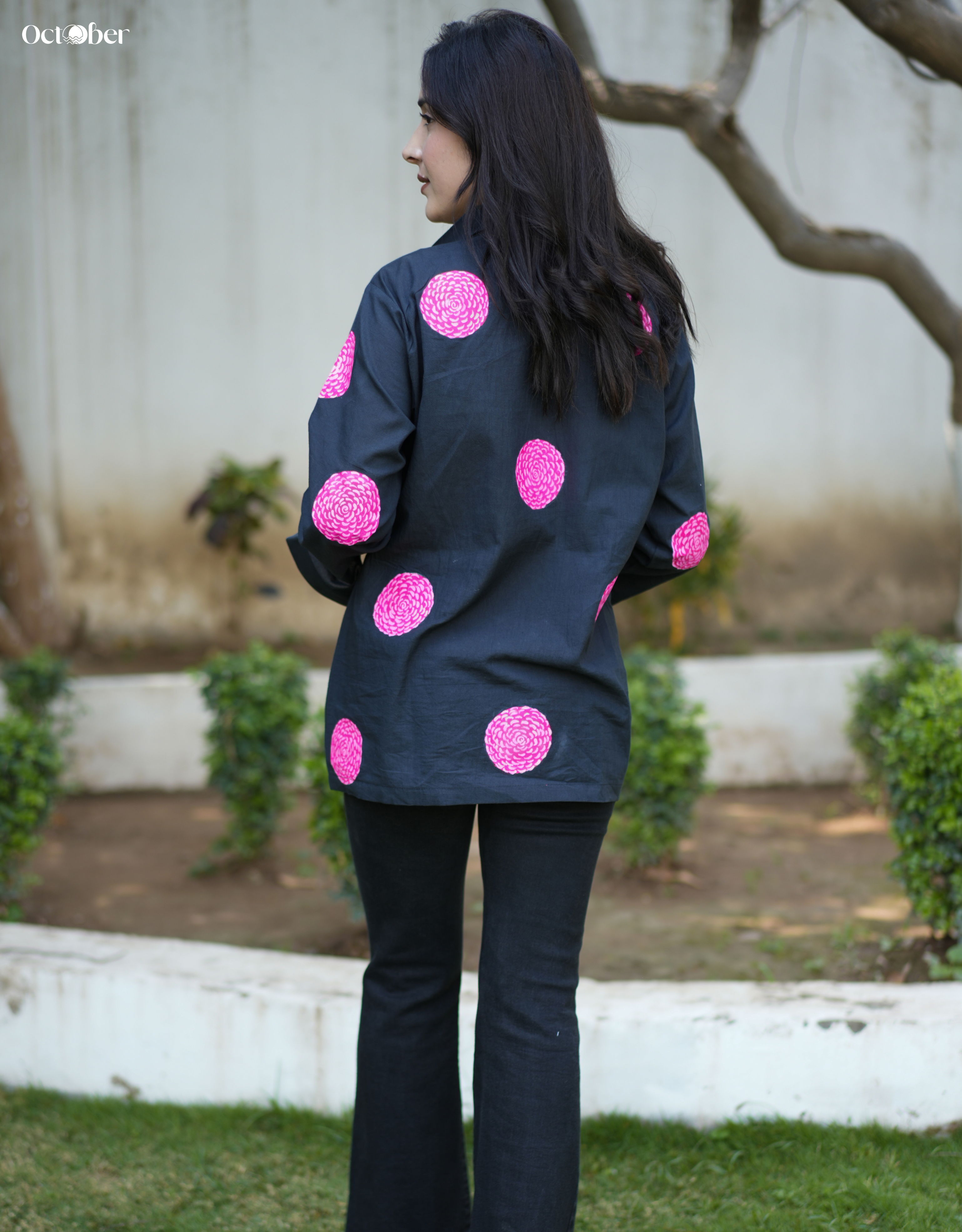 Moon-Light Marigold Handpainted Cotton Shirt