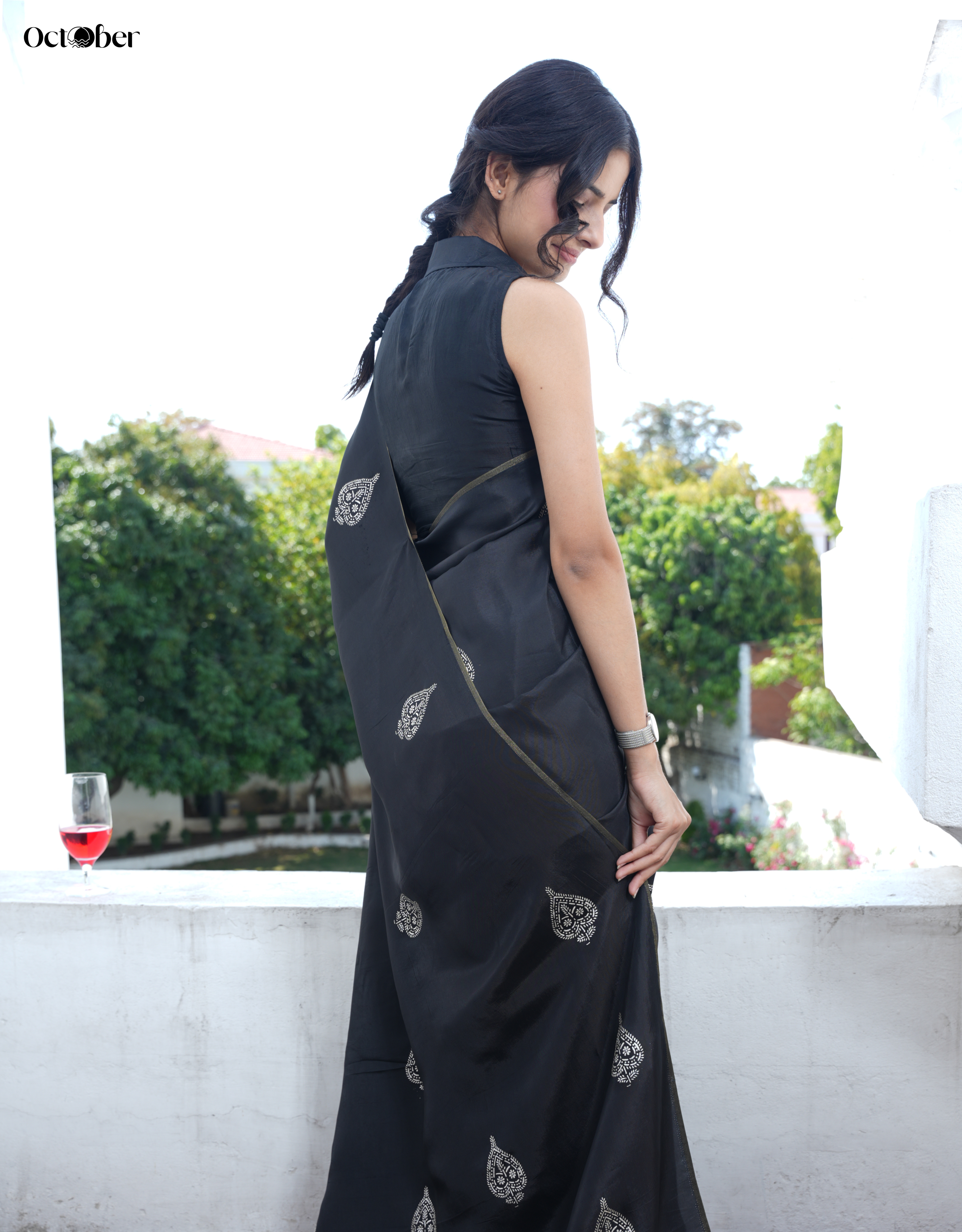 Smoky Real Silver Saree in Silk