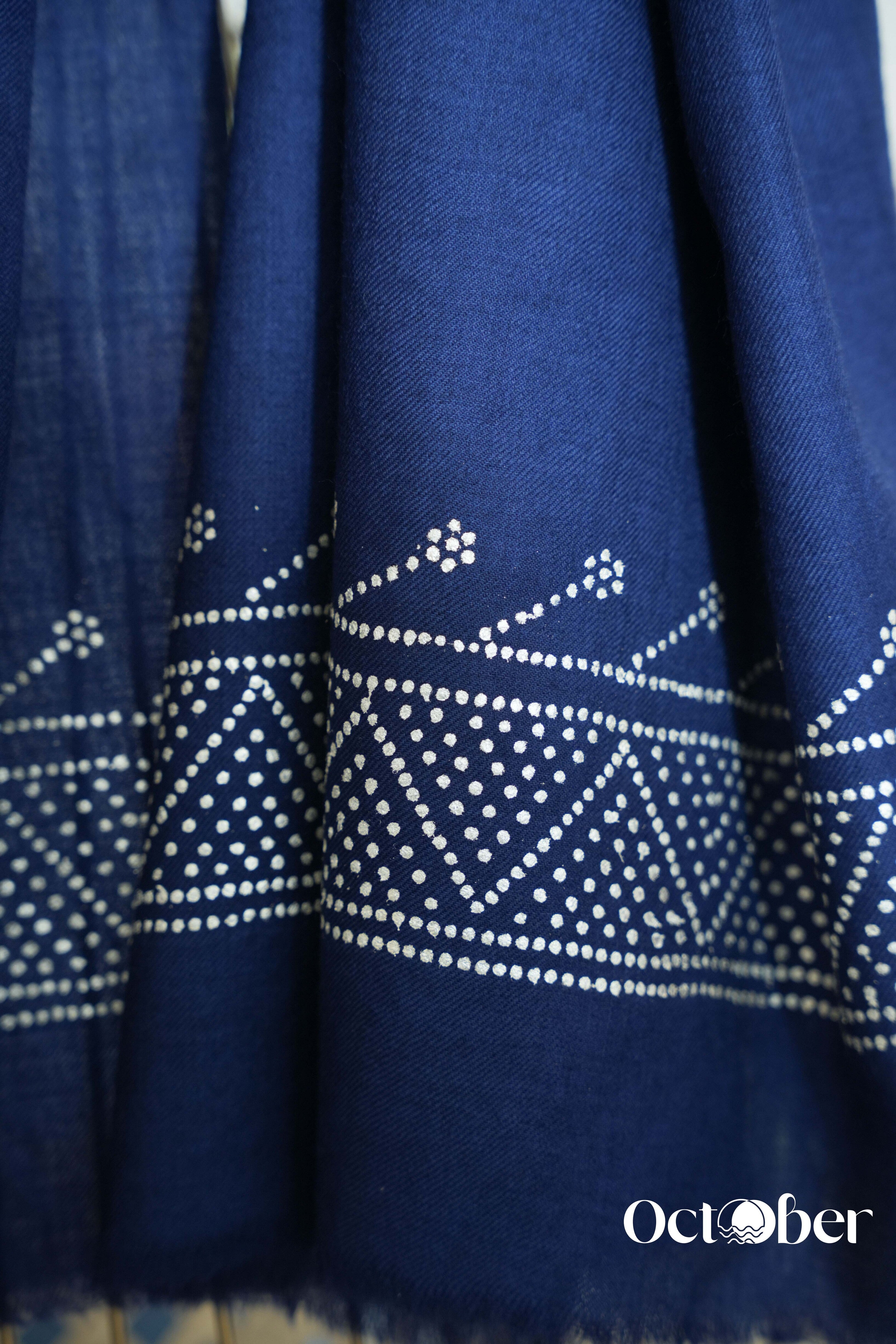 Blue Fine Wool Chandi Scarf