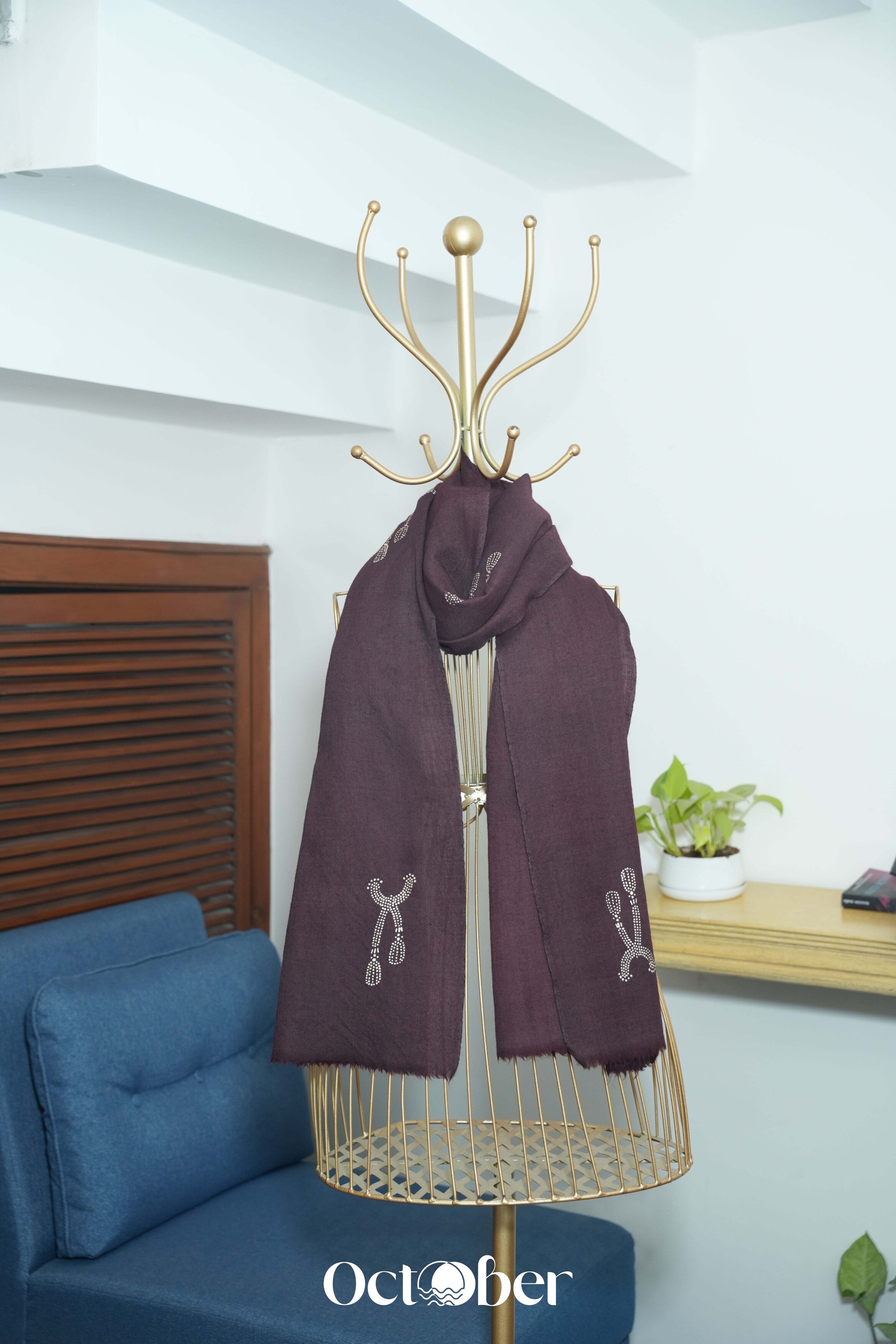 Brown Fine Wool Chandi Scarf