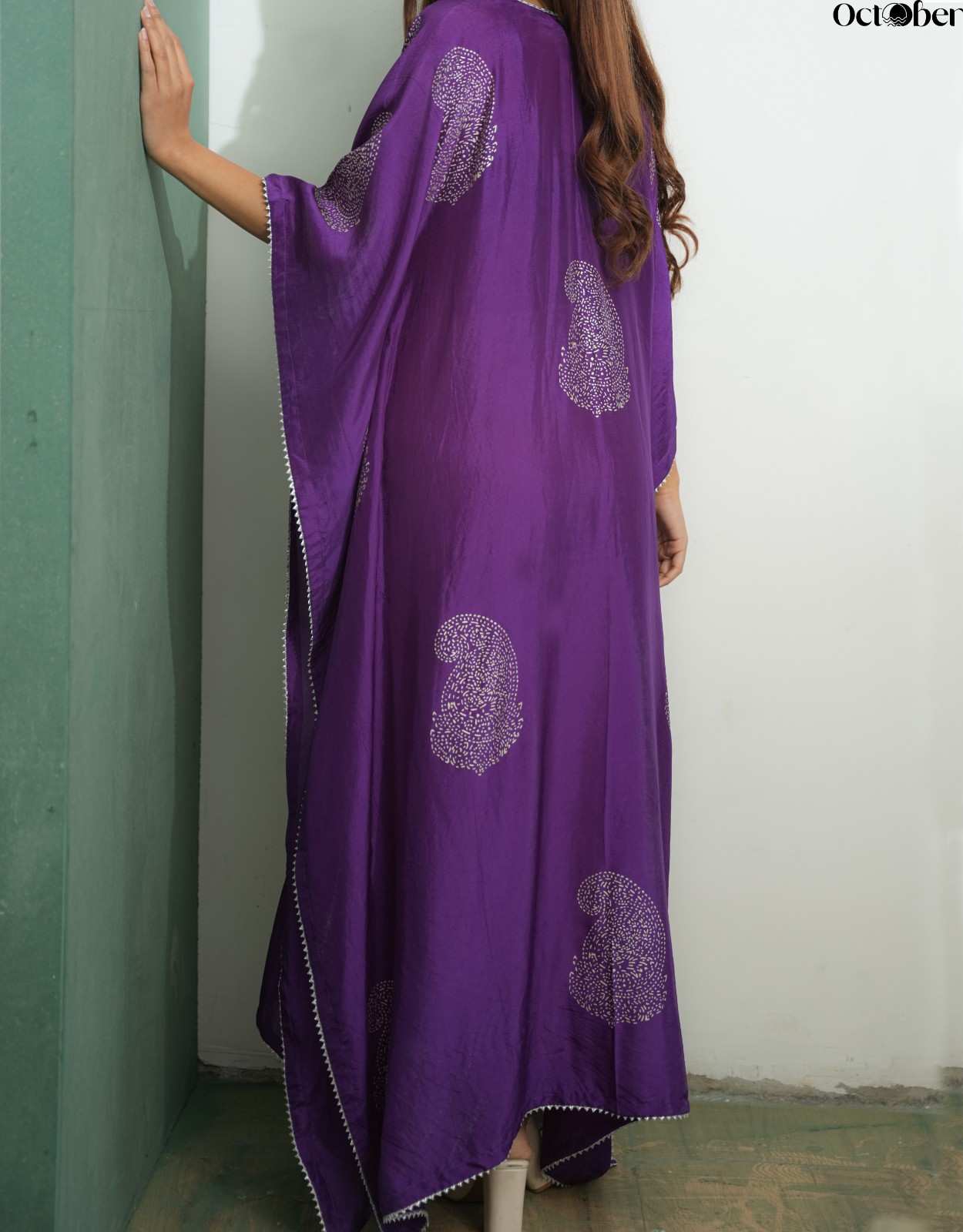 Grape Kiss Real Silver Silk Kaftan