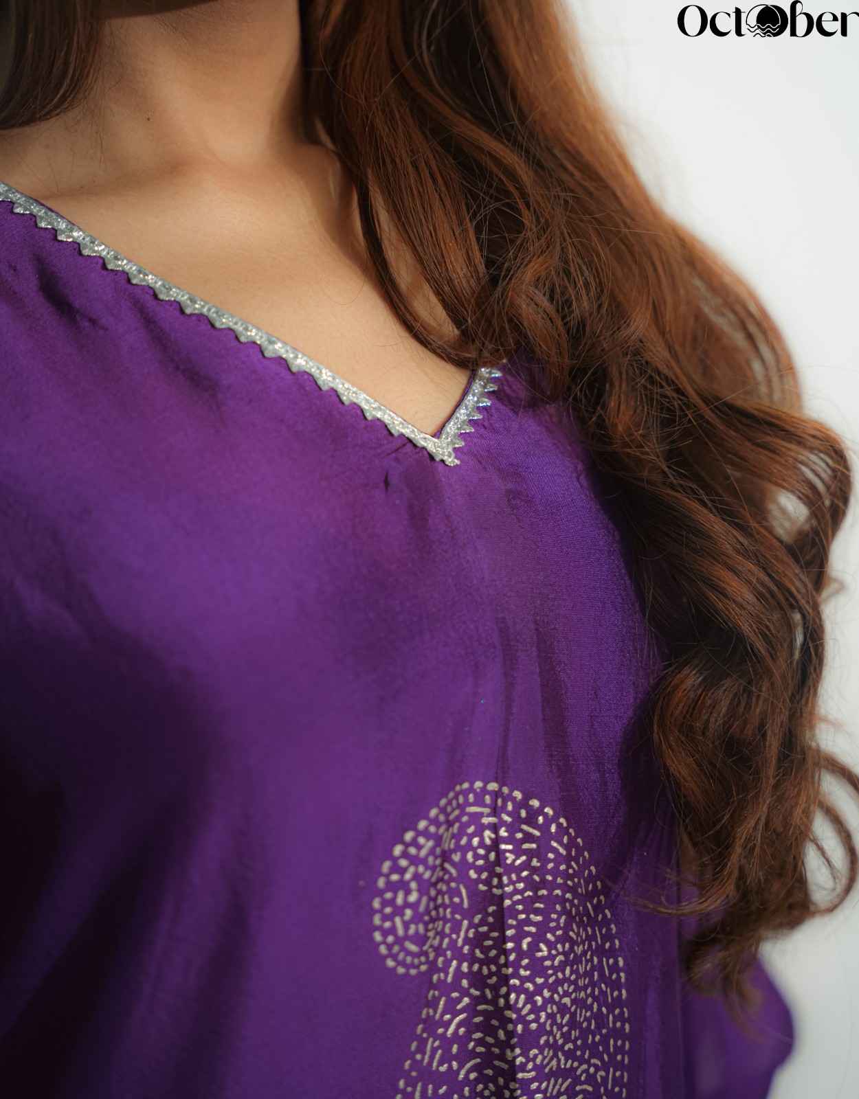 Grape Kiss Real Silver Silk Kaftan