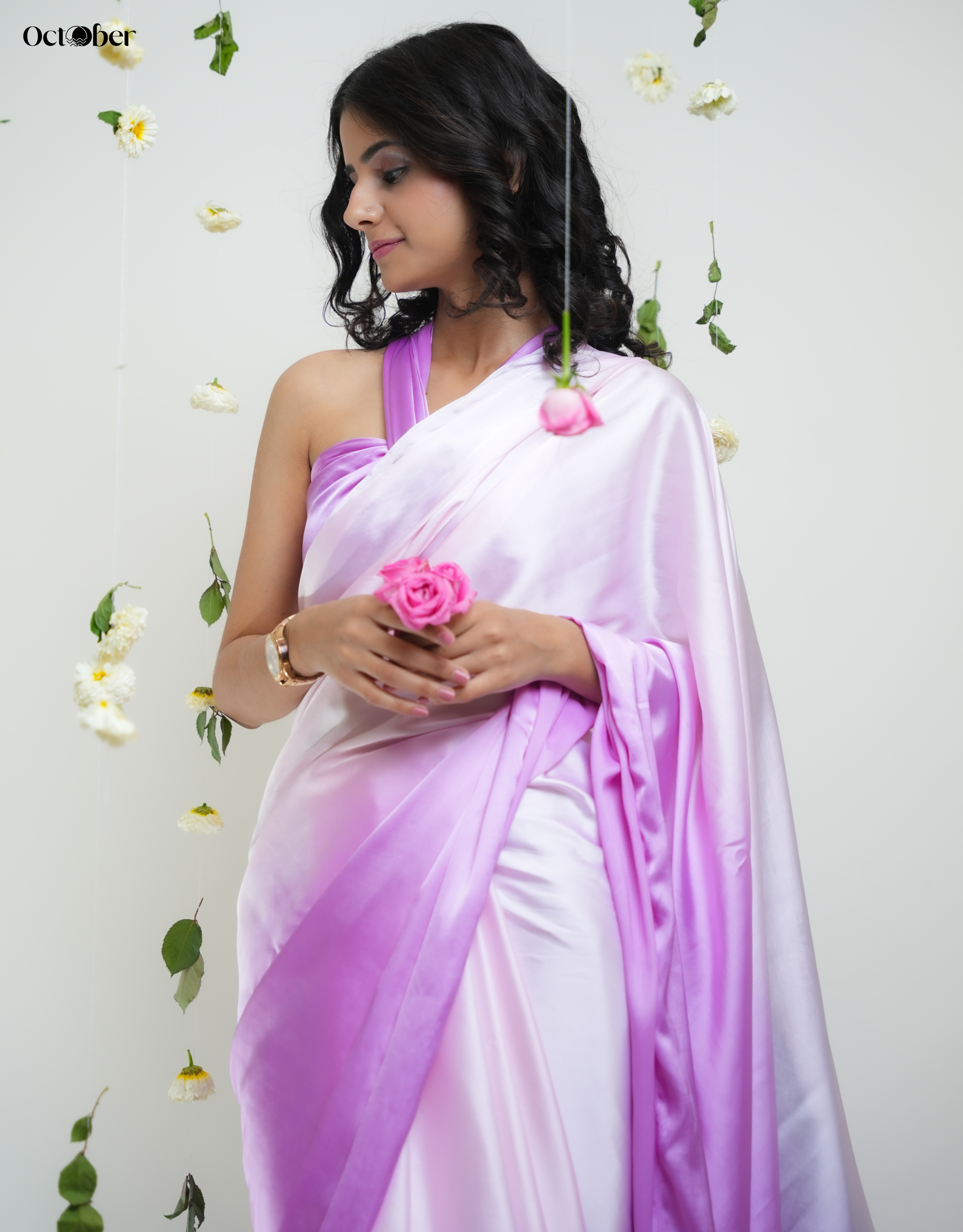 Lilac and Baby Pink Satin Saree - Ombré (Dream in Satin)
