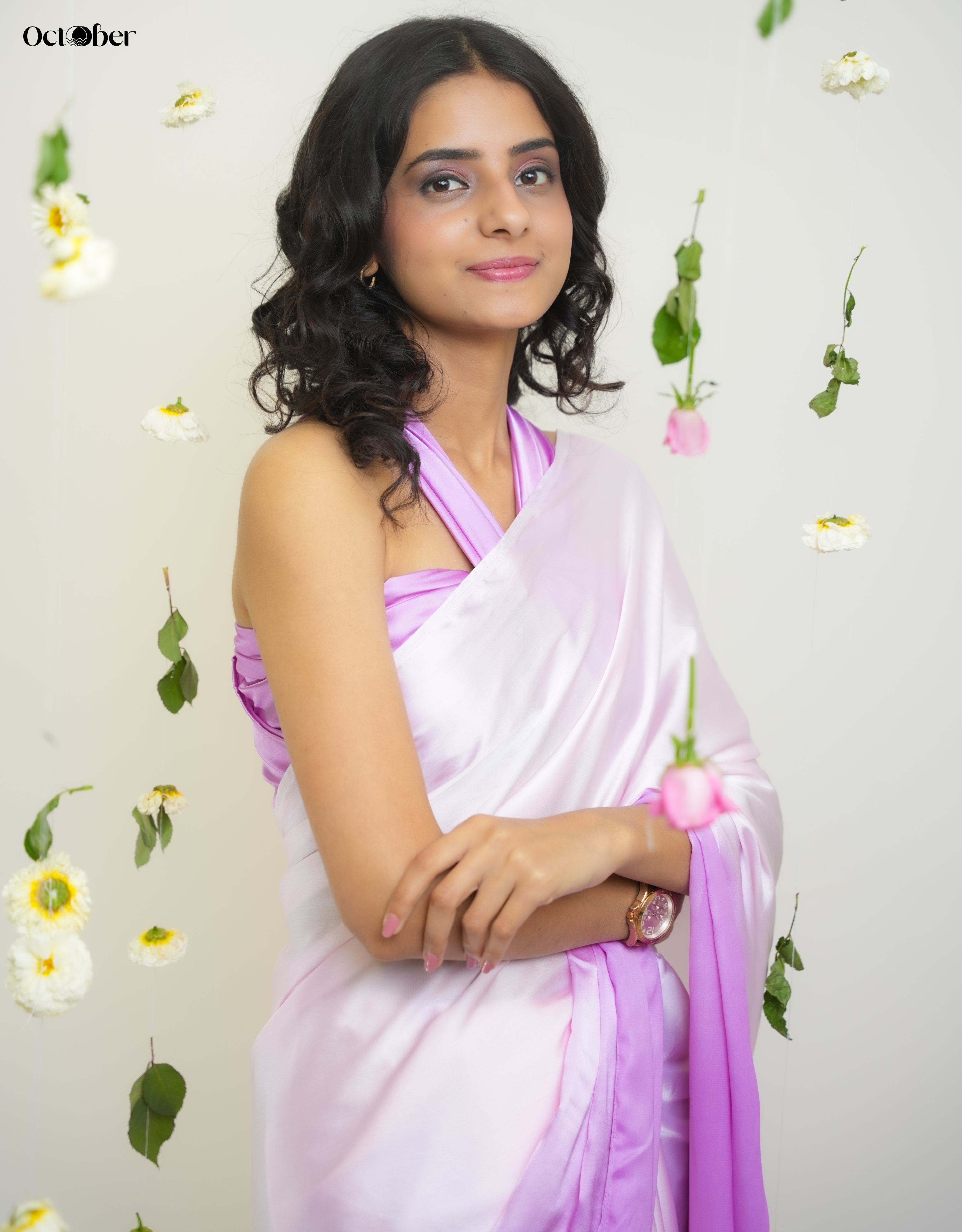 Lilac and Baby Pink Satin Saree - Ombré (Dream in Satin)
