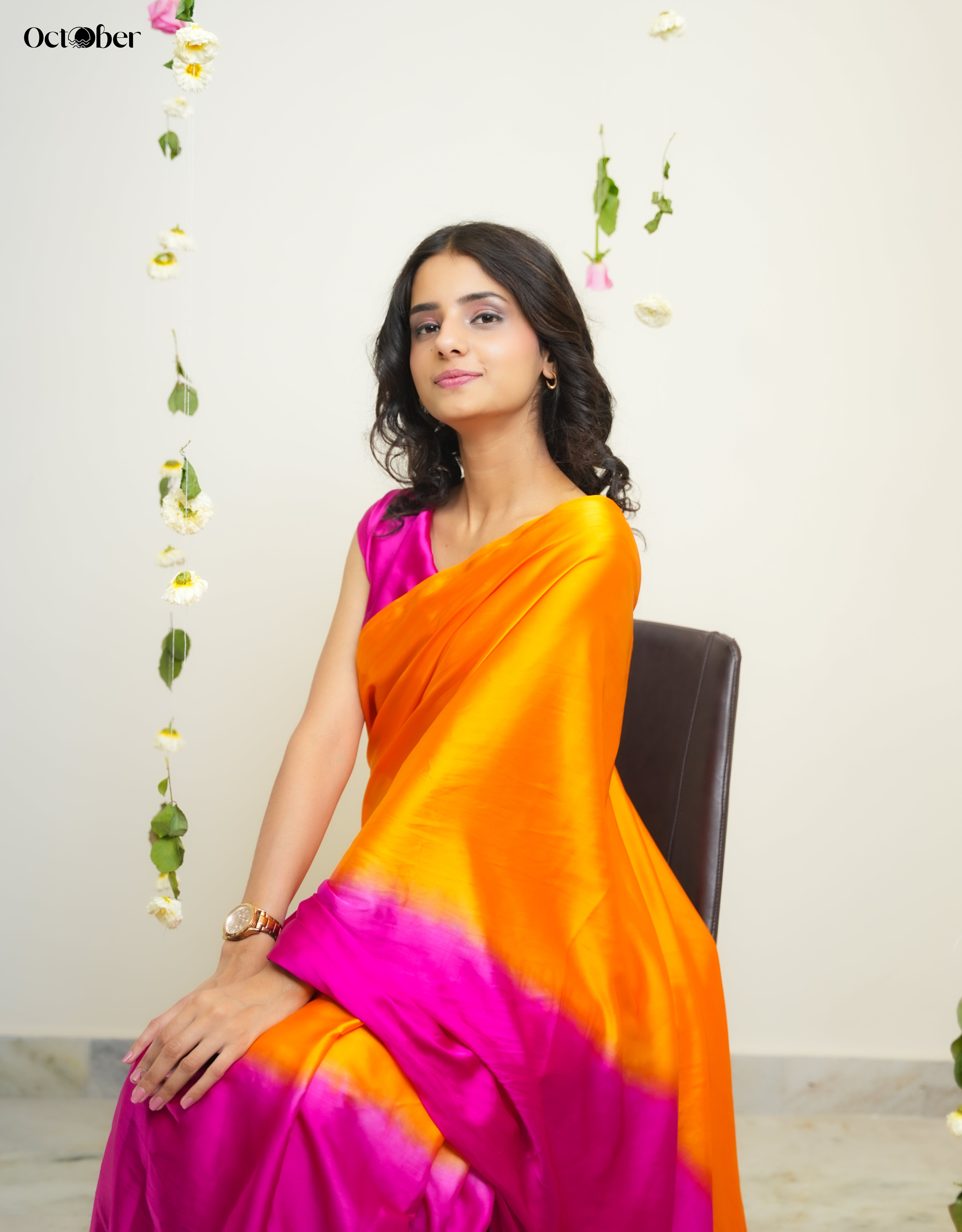 Magenta Mimosa Organic Satin Saree