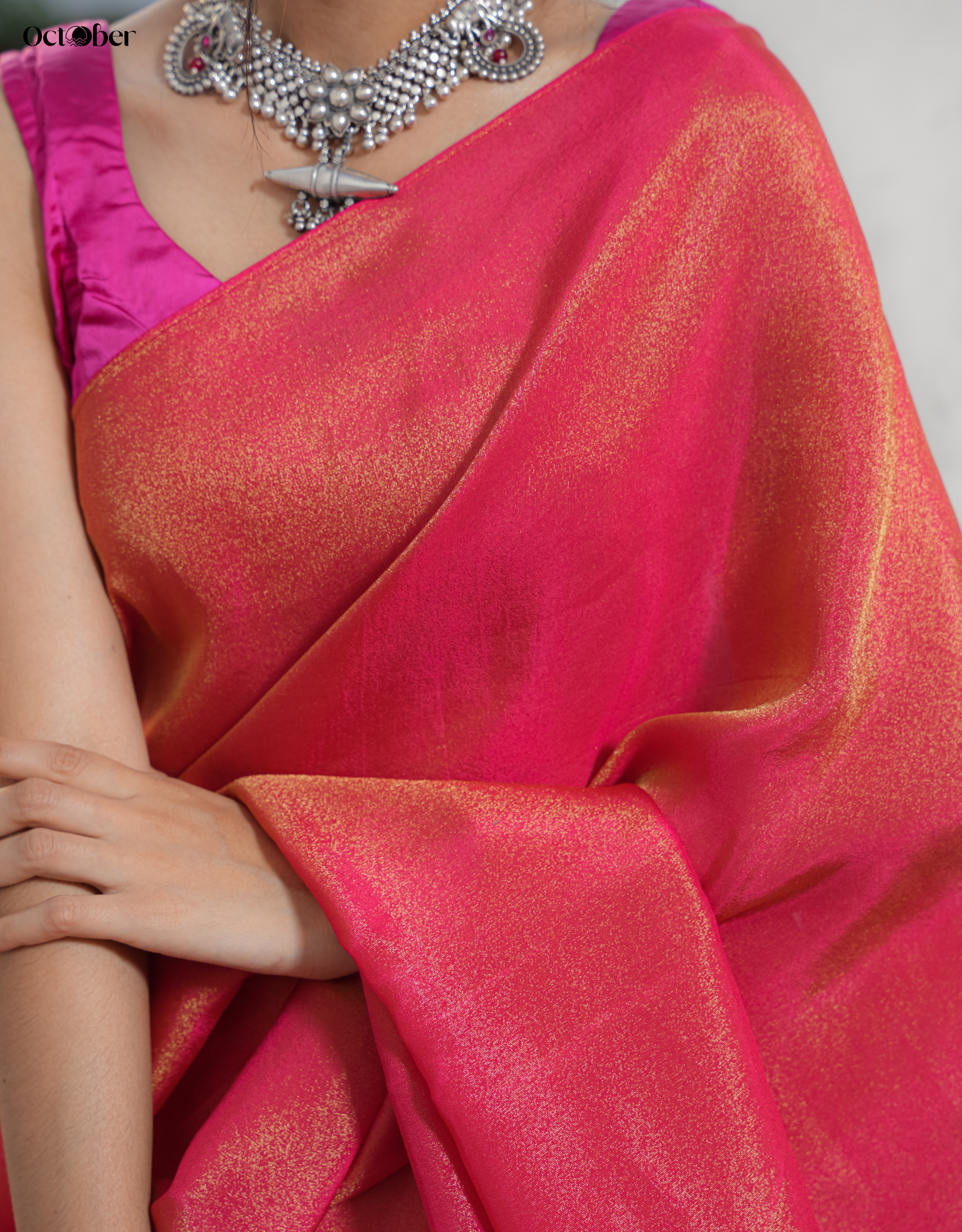 Scarlet Real Silver Saree in Tissue Silk