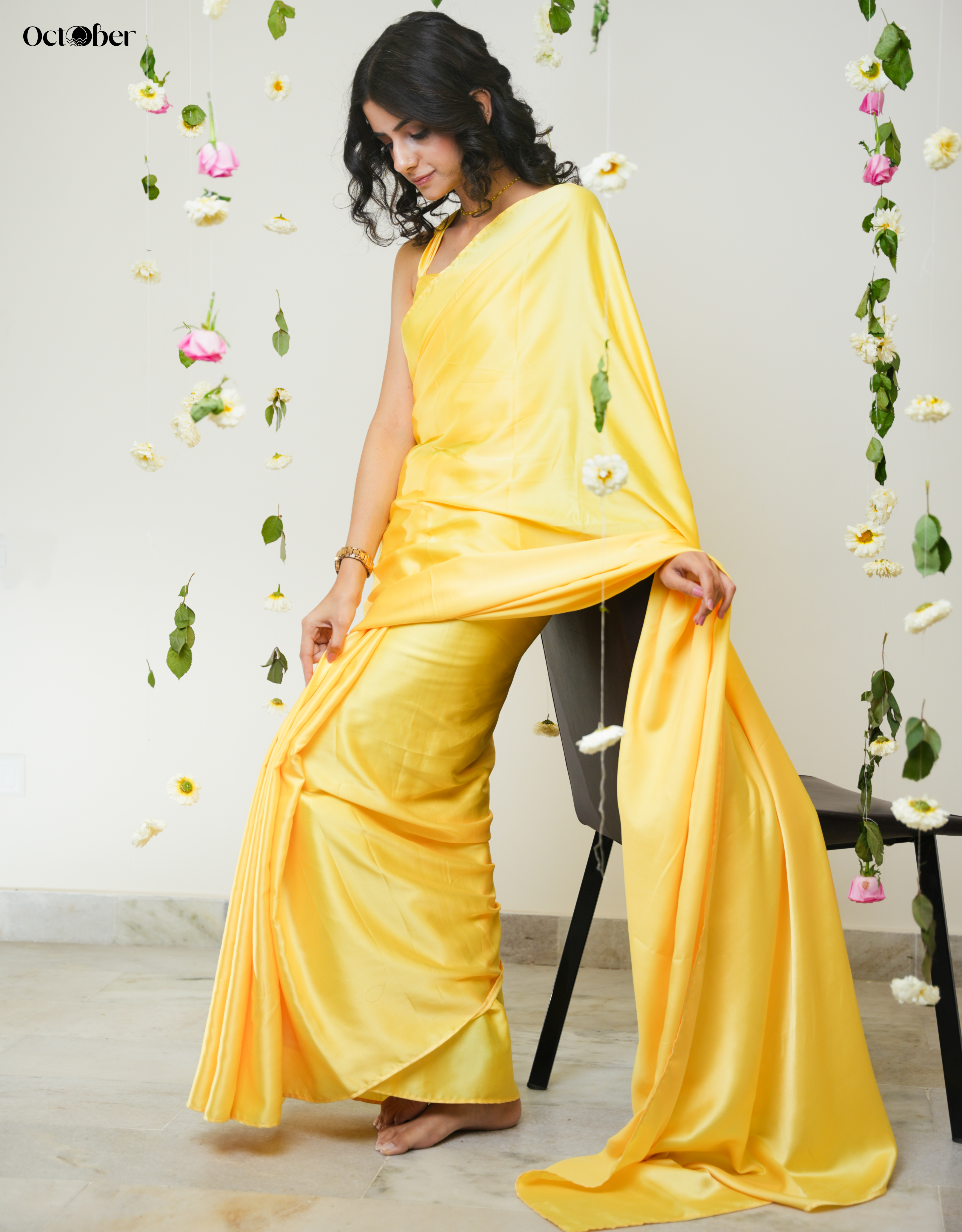 Butter-Cup Ombre Organic Satin Saree